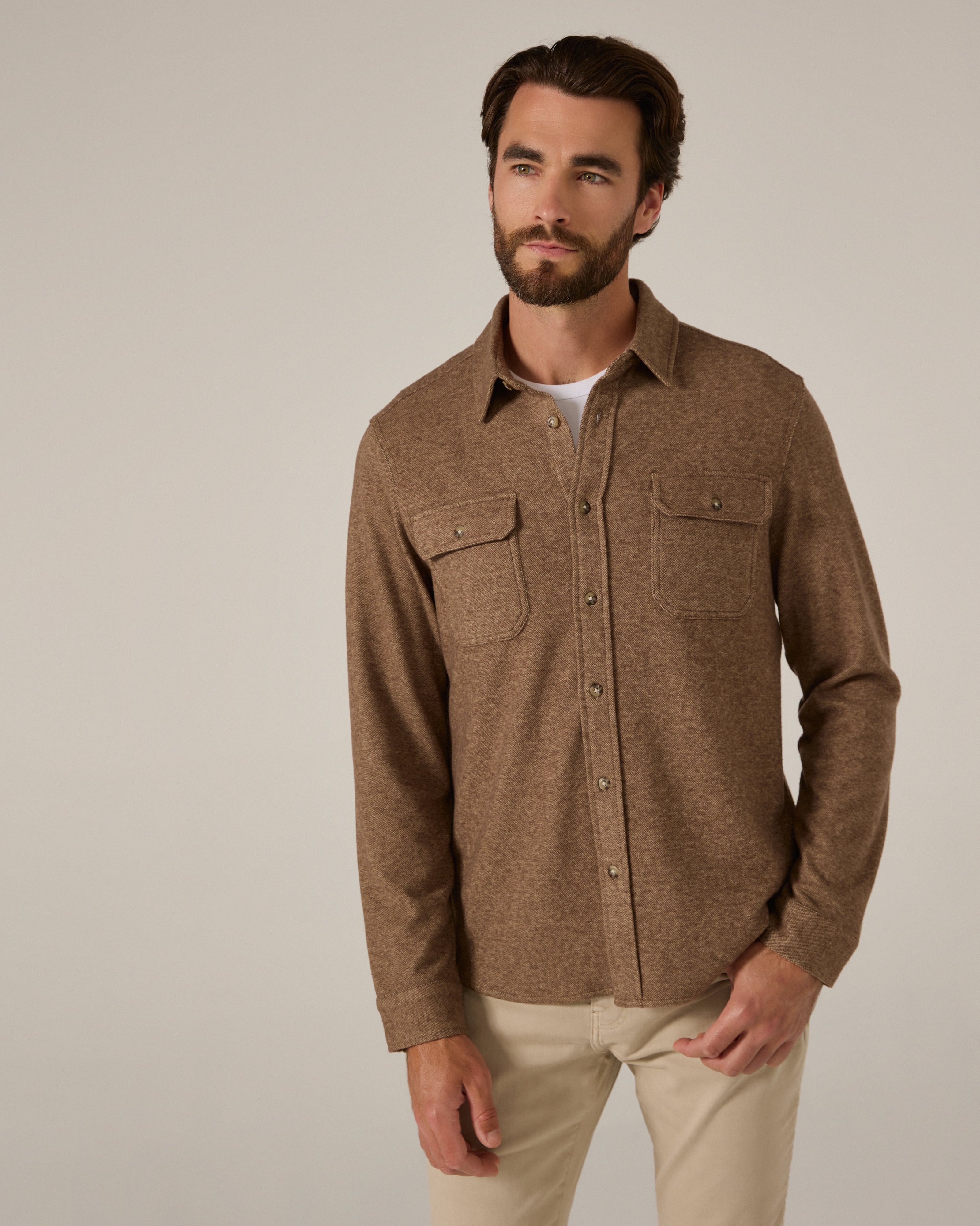 Generation Long Sleeve Marled Shirt Caramel