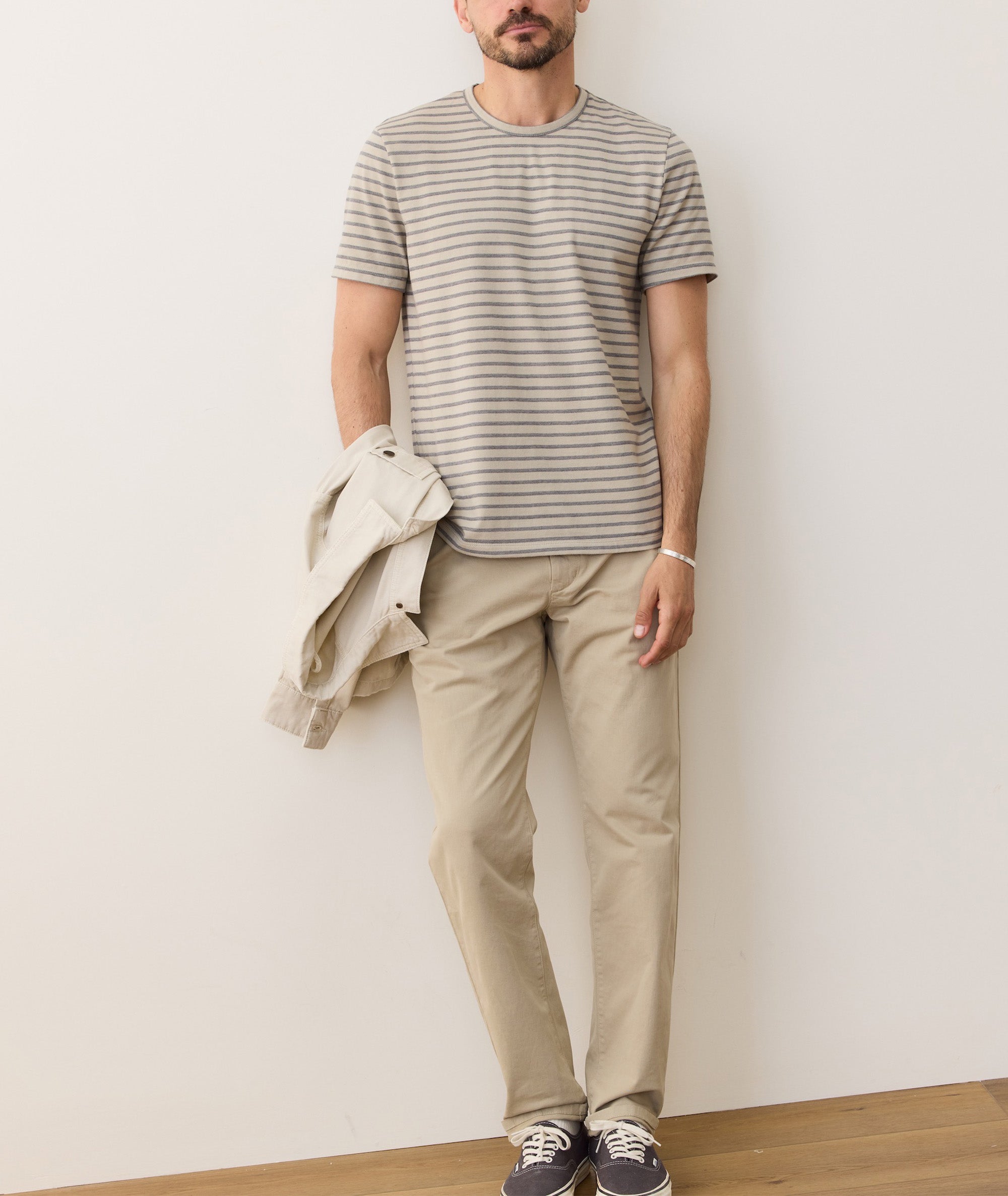 Signature Jacquard Crew Tee Abbey Stone/India Ink