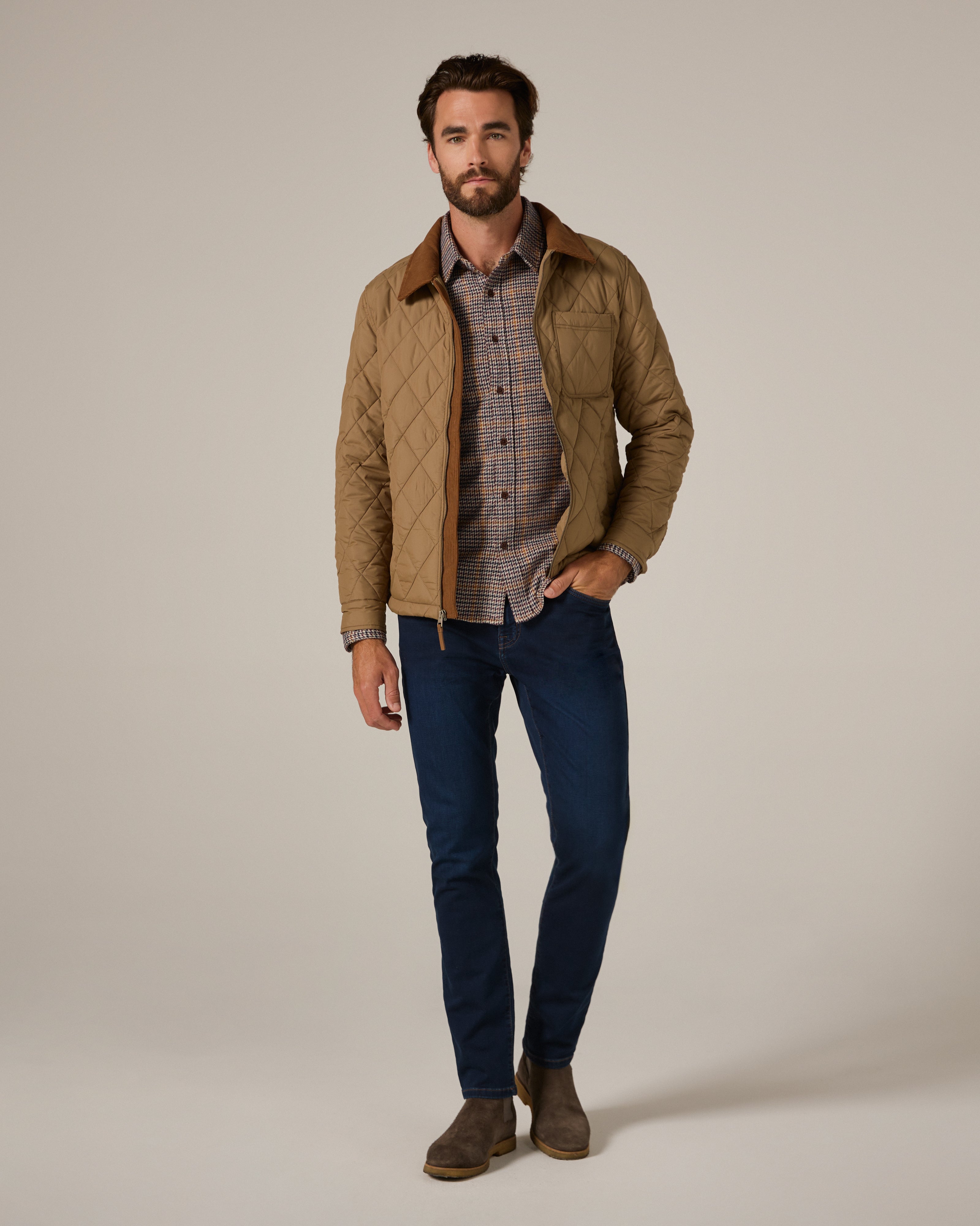 Generation Knit Plaid Shirt Tan