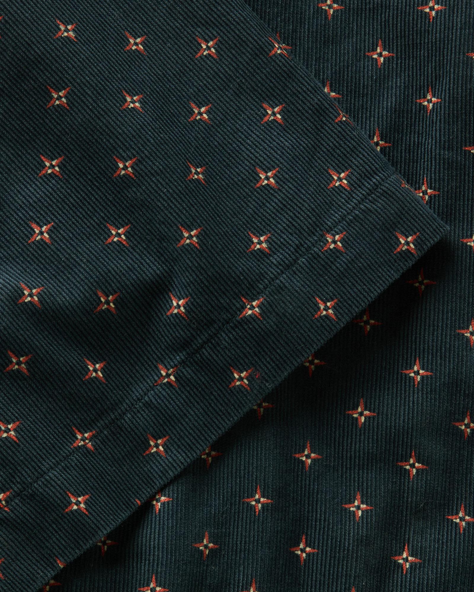 The Short Sleeve Conrad Shirt Navy Pigeon Foulard Pincord