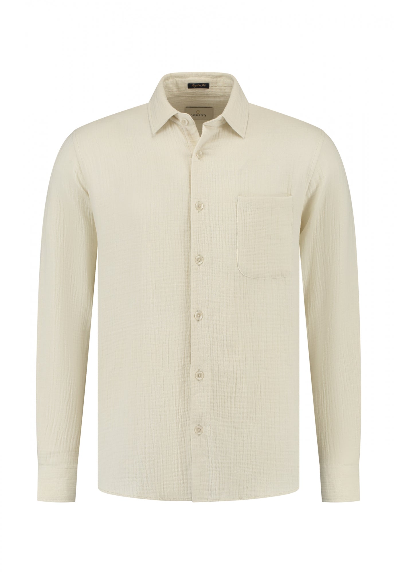 Axton Textured Crinkle Shirt Silver Birch