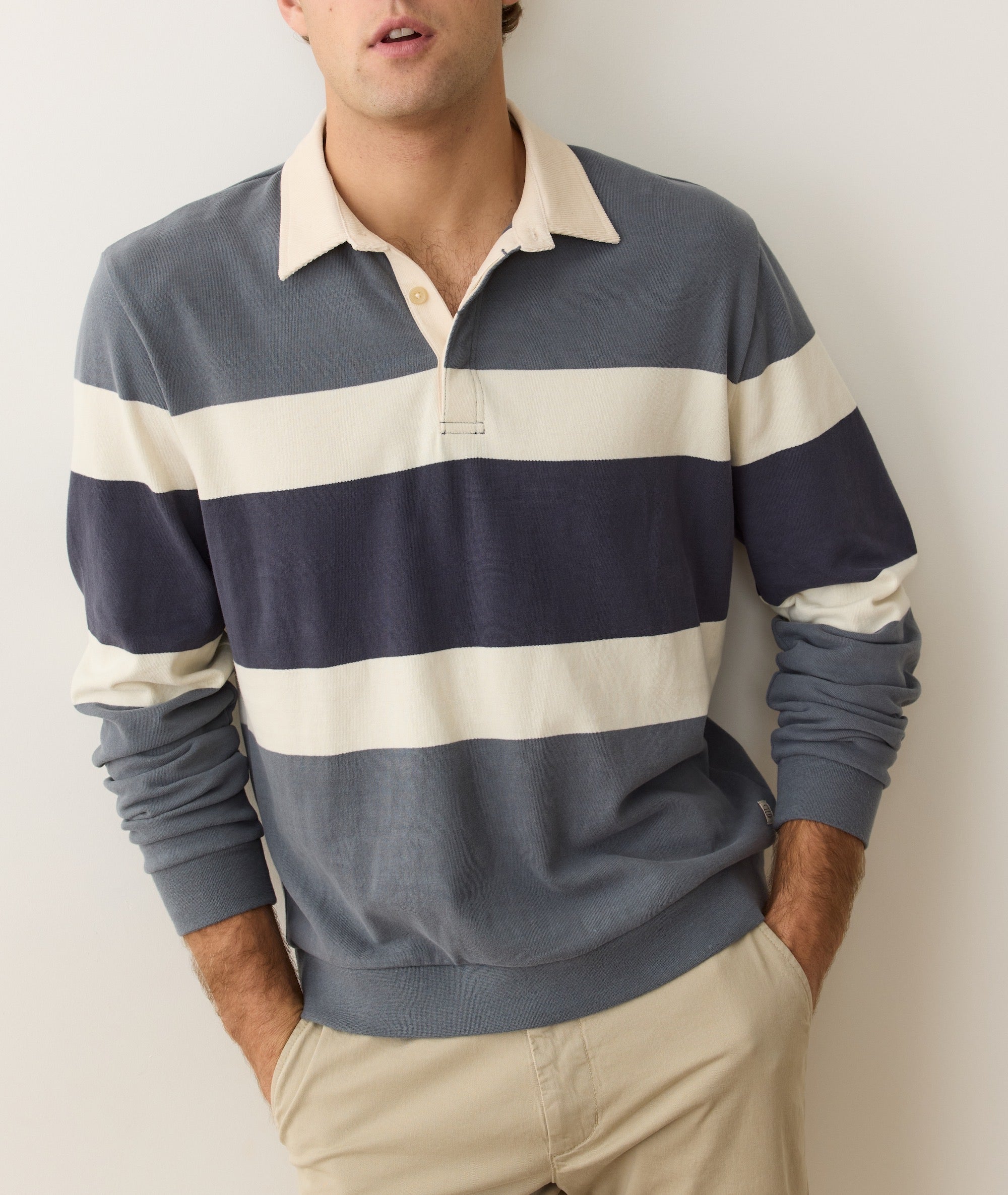 Sueded Rugby Polo Stormy Weather Colorblock