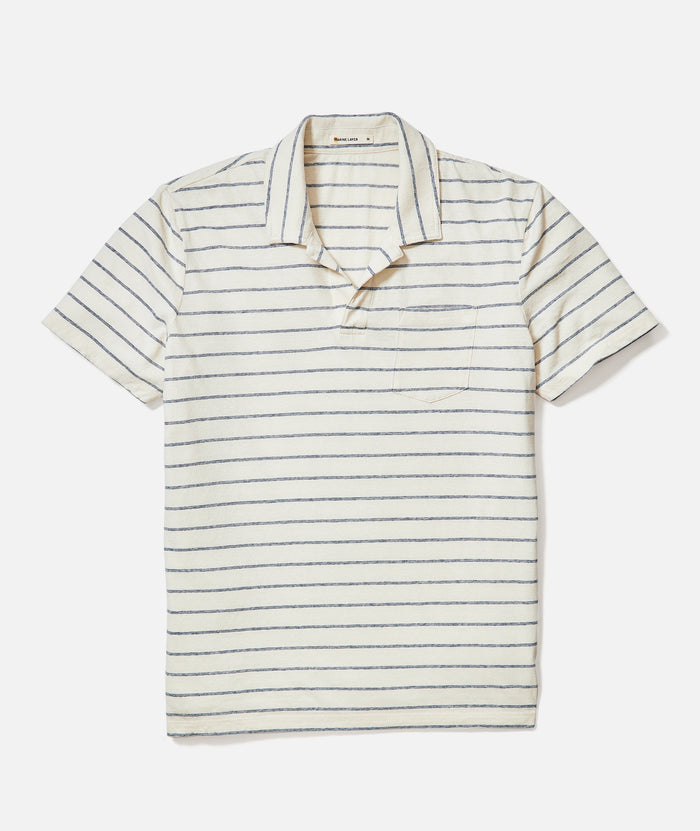Cotton Hemp Polo Parchment Stripe