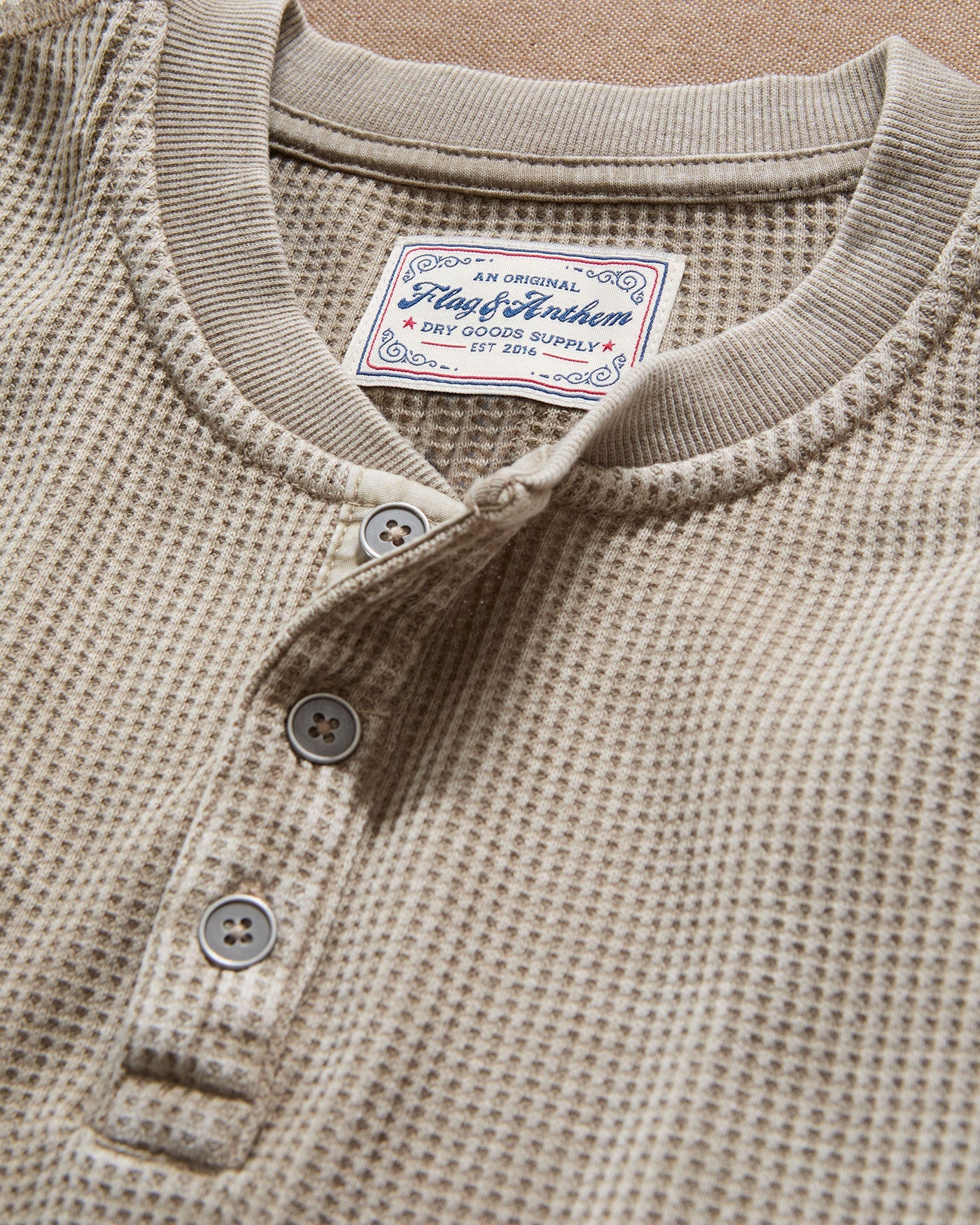 Vintage Soft Waffle Henley Tan