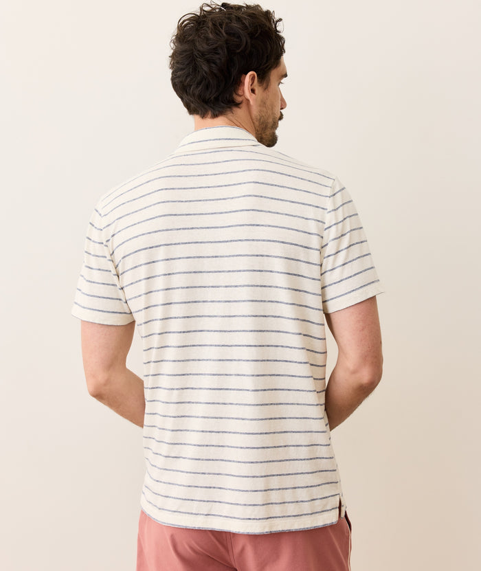 Cotton Hemp Polo Parchment Stripe