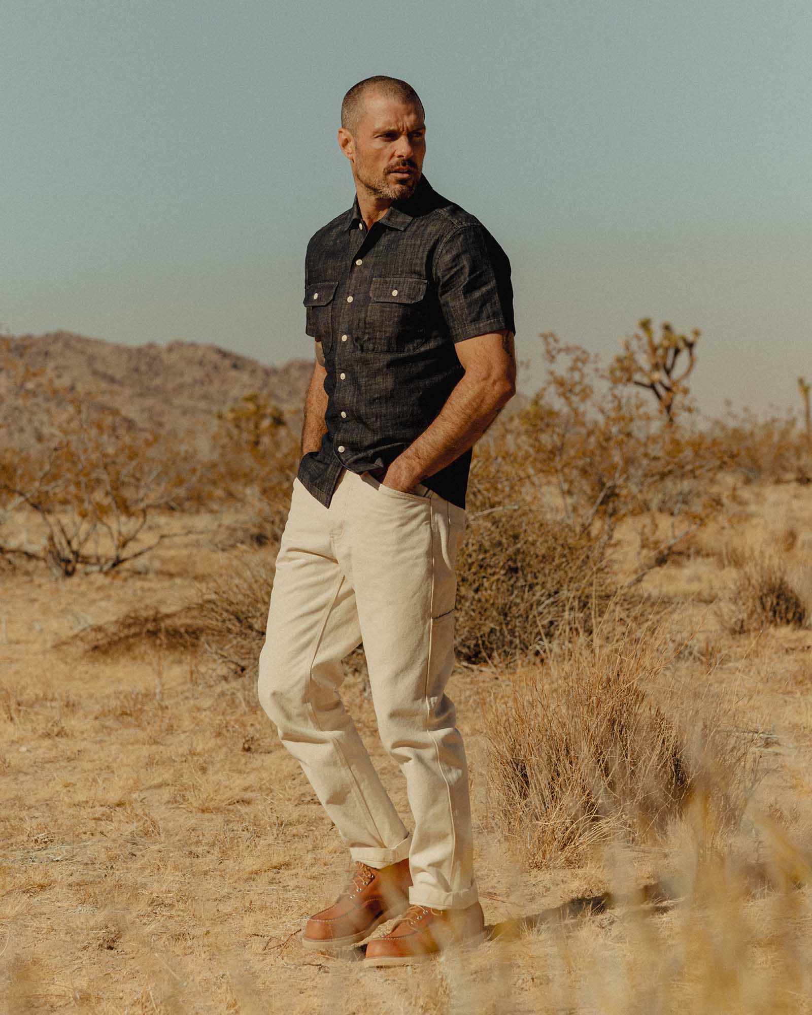 The Short Sleeve Mechanic Shirt Rinsed Indigo Denim