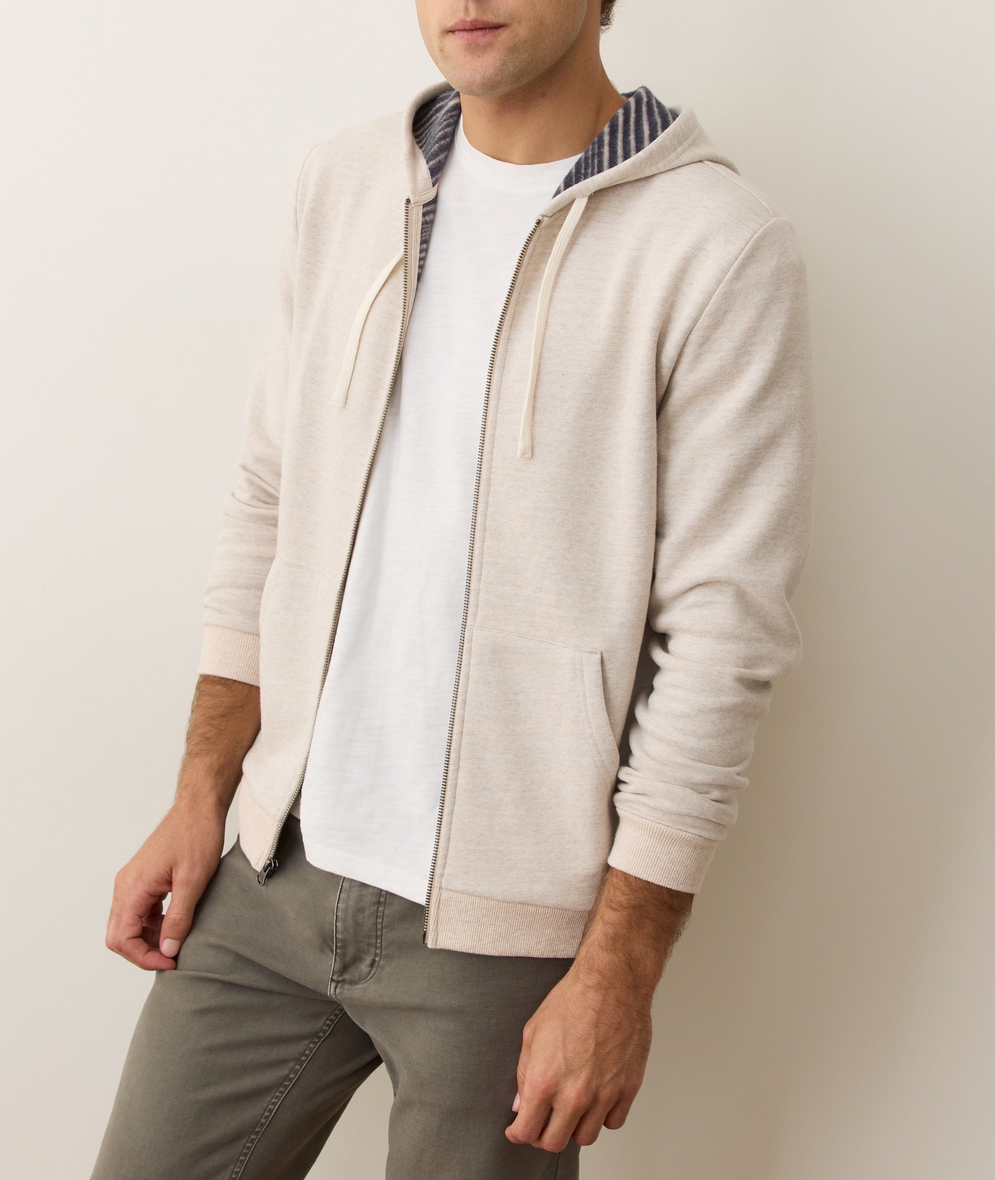 Cloud 9 Fleece Full Zip Hoodie Oatmeal Stripe
