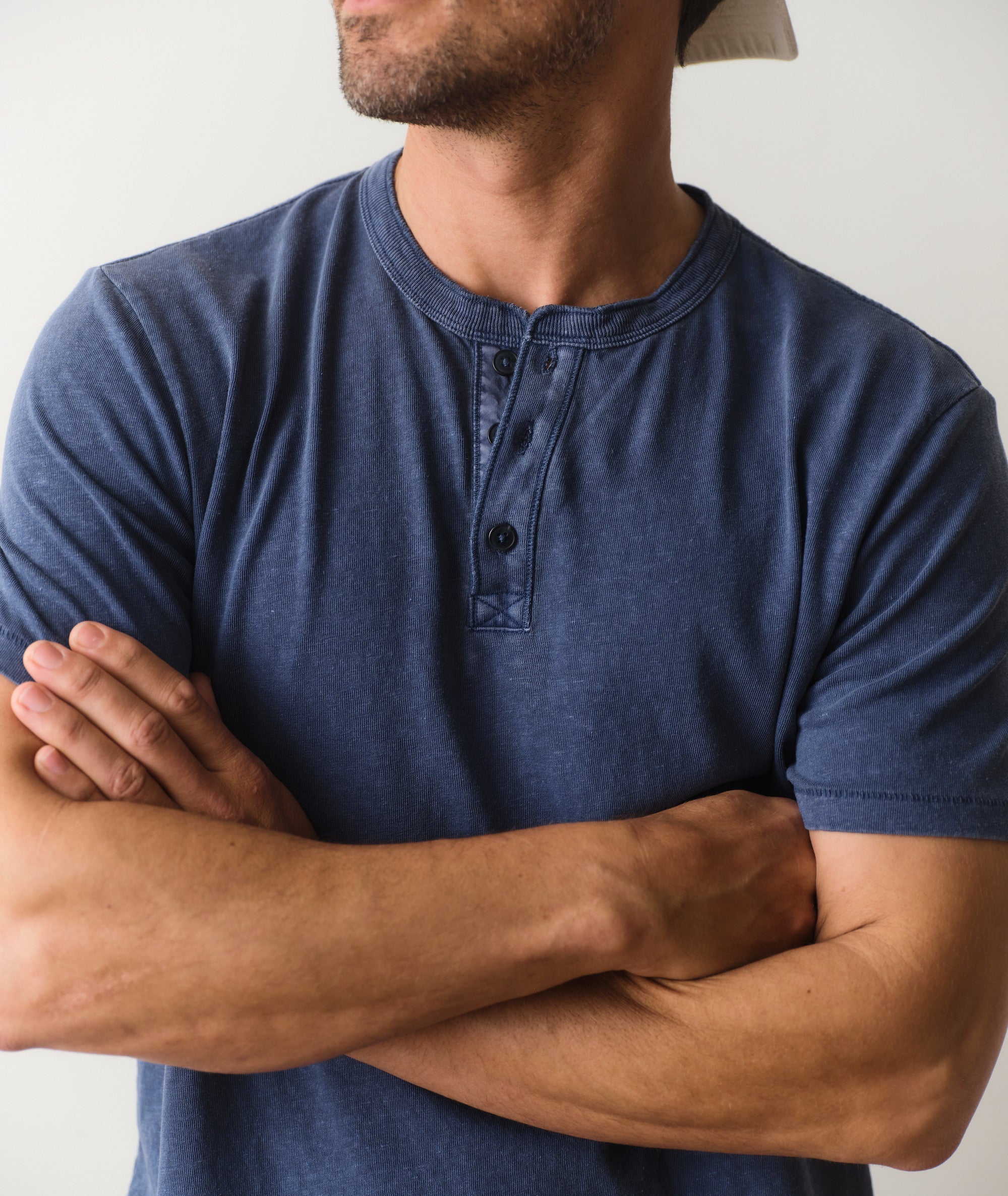 Hemp Cotton Henley Vintage Indigo