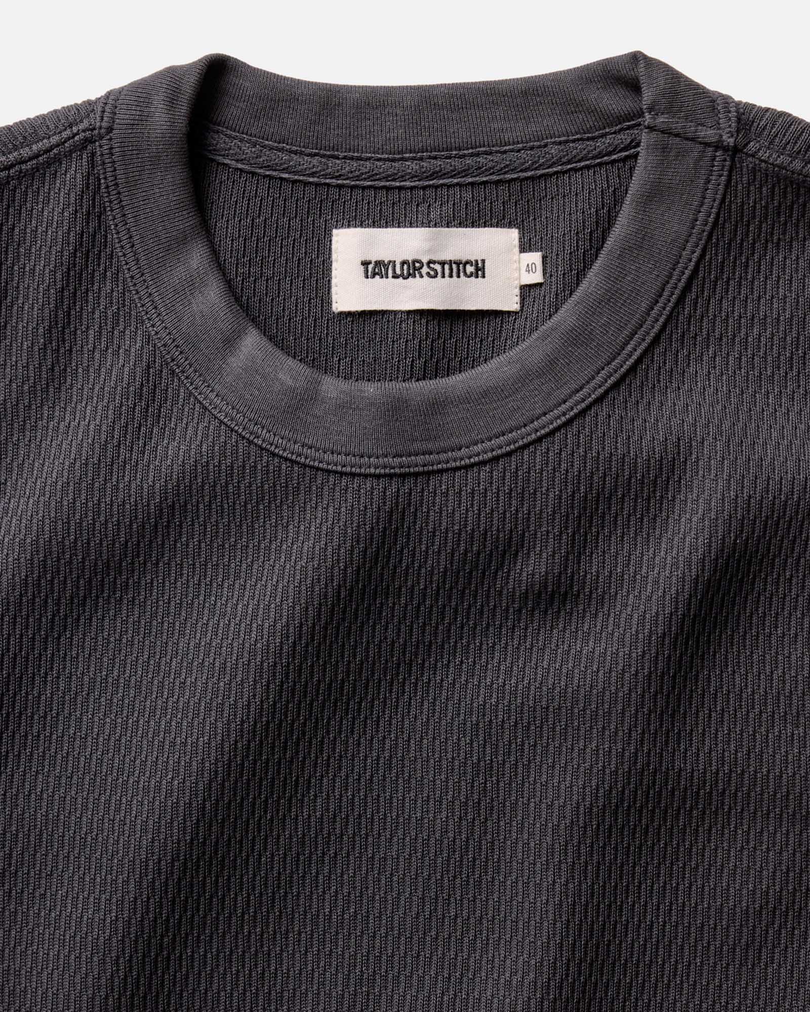 The Organic Cotton Waffle Crew Faded Black
