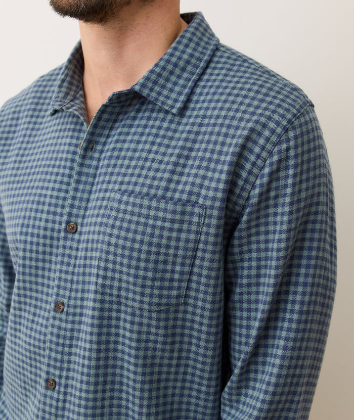 Classic Stretch Selvage Shirt Green/Navy Gingham