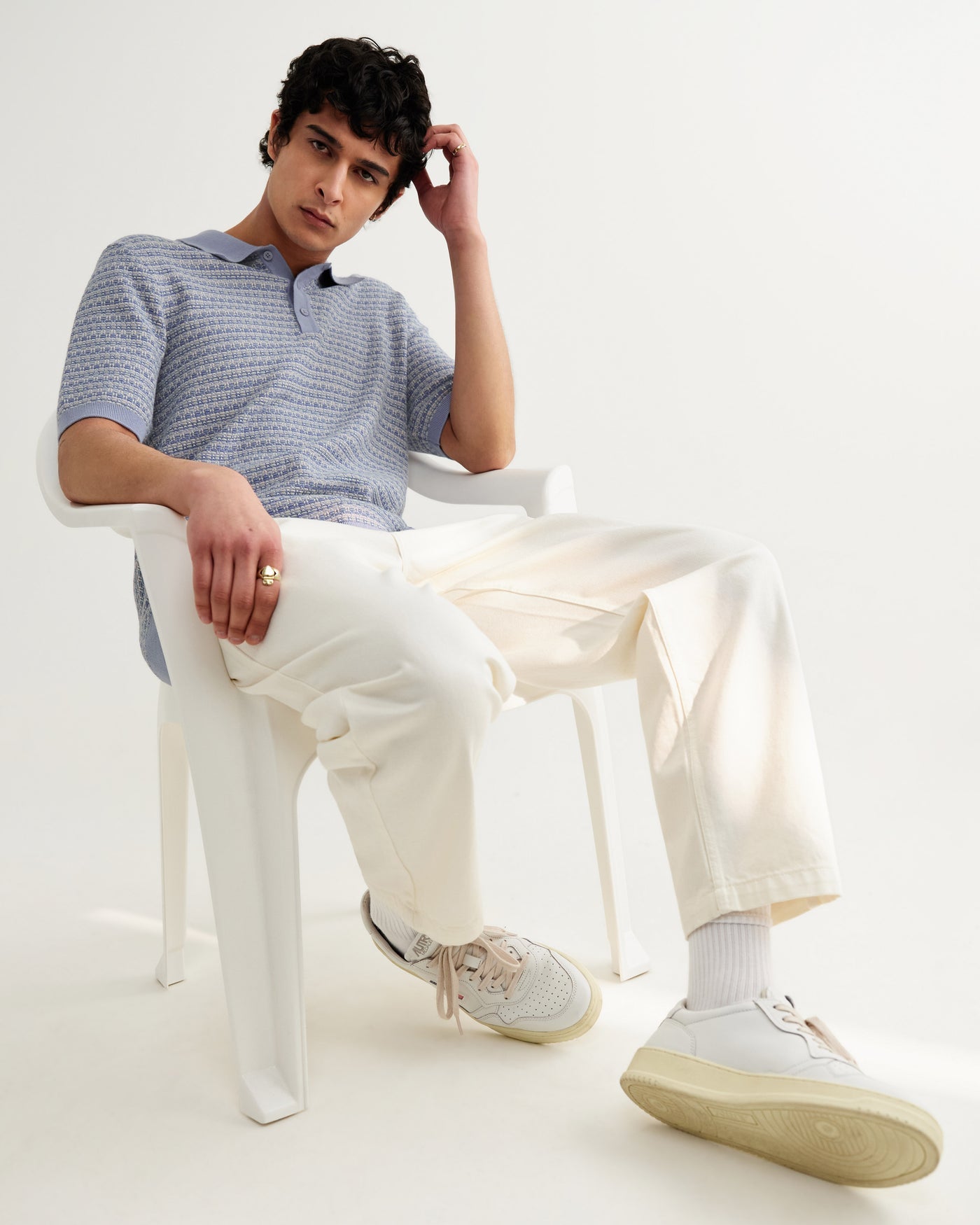 Naples Polo in Mini Geo Light Blue