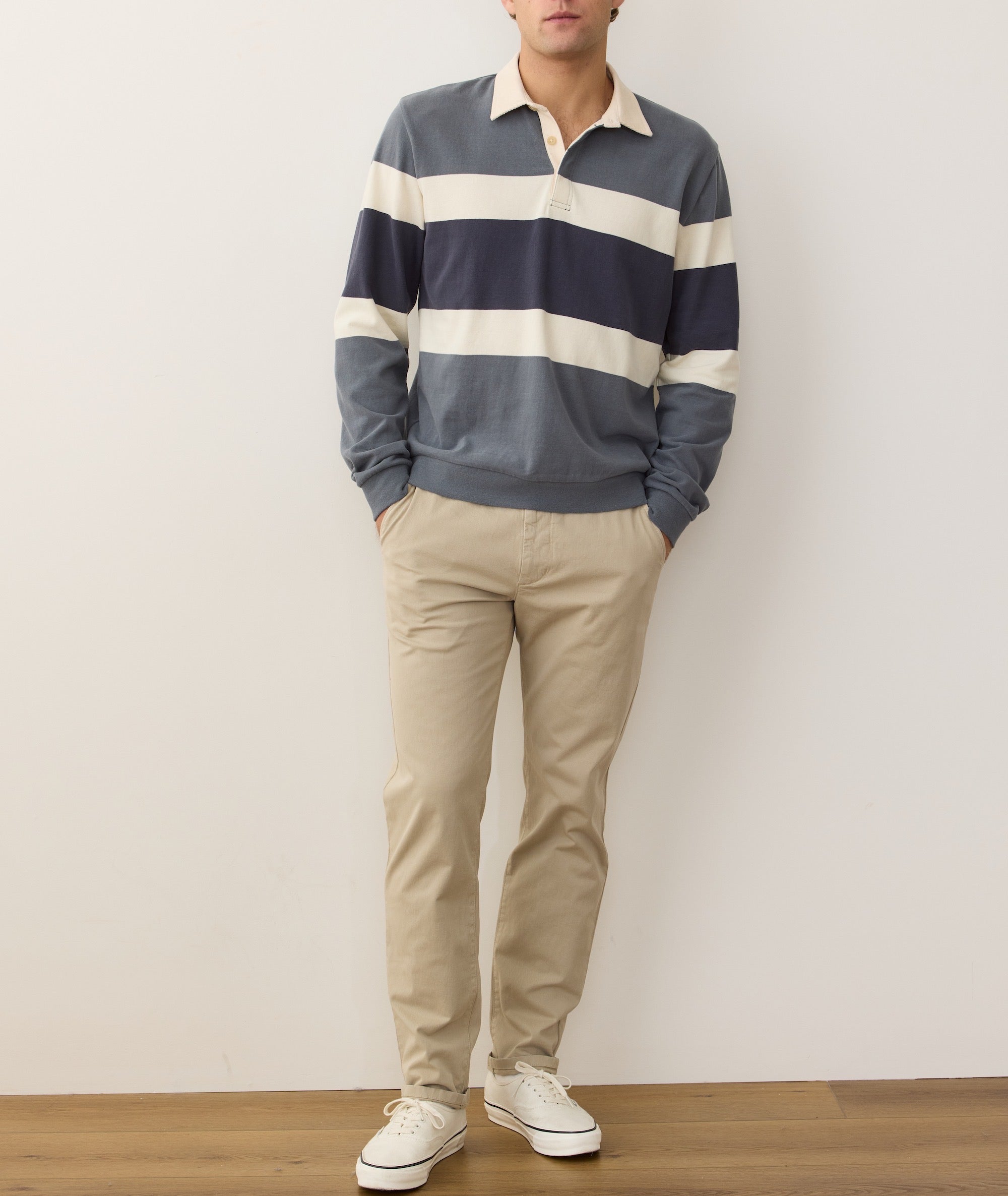 Sueded Rugby Polo Stormy Weather Colorblock