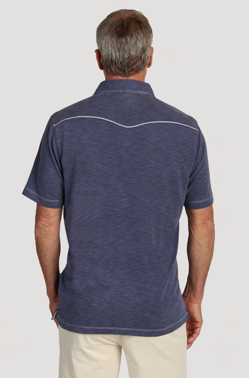 Sueded Dobby Tencel Modal Polo Navy