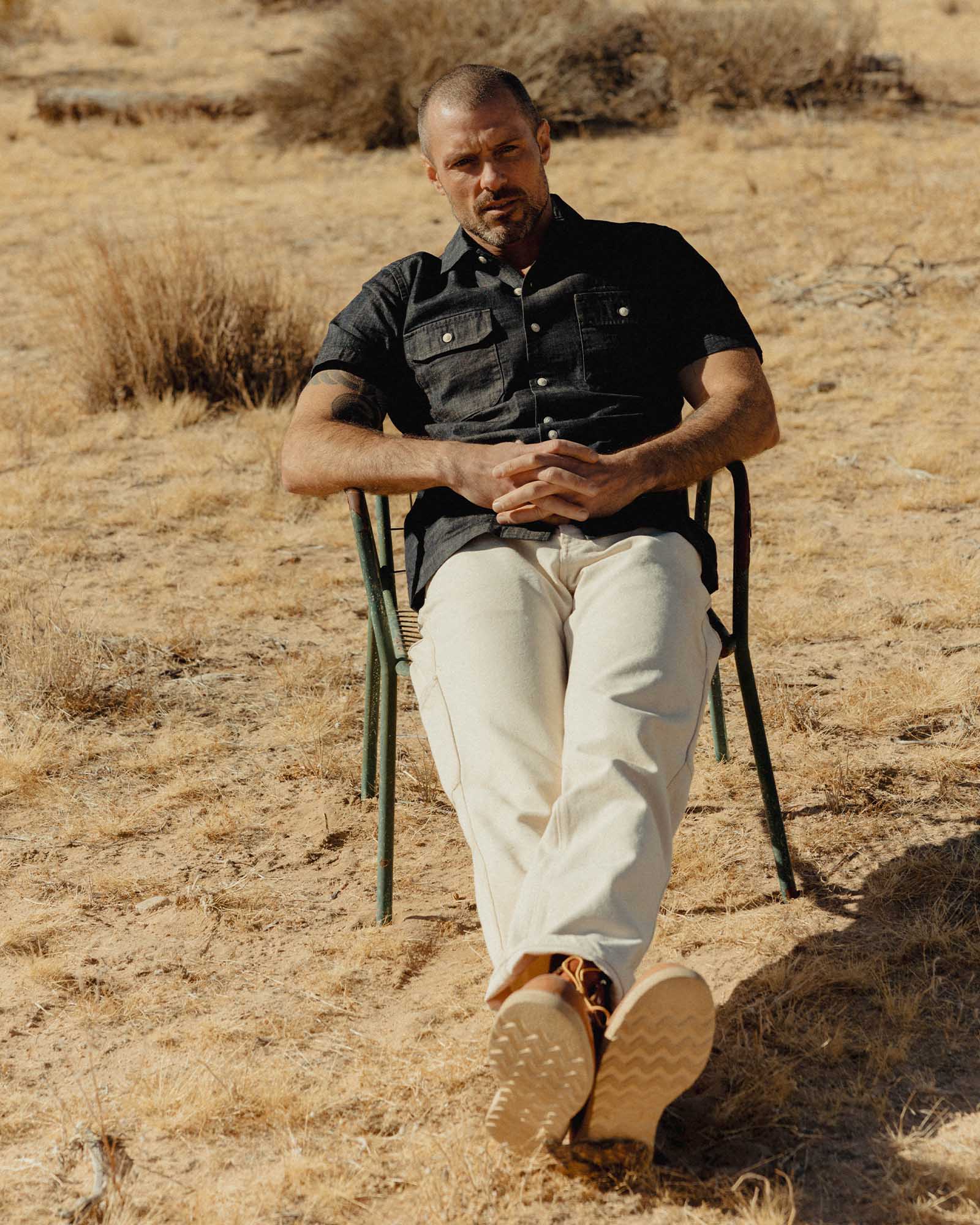 The Short Sleeve Mechanic Shirt Rinsed Indigo Denim