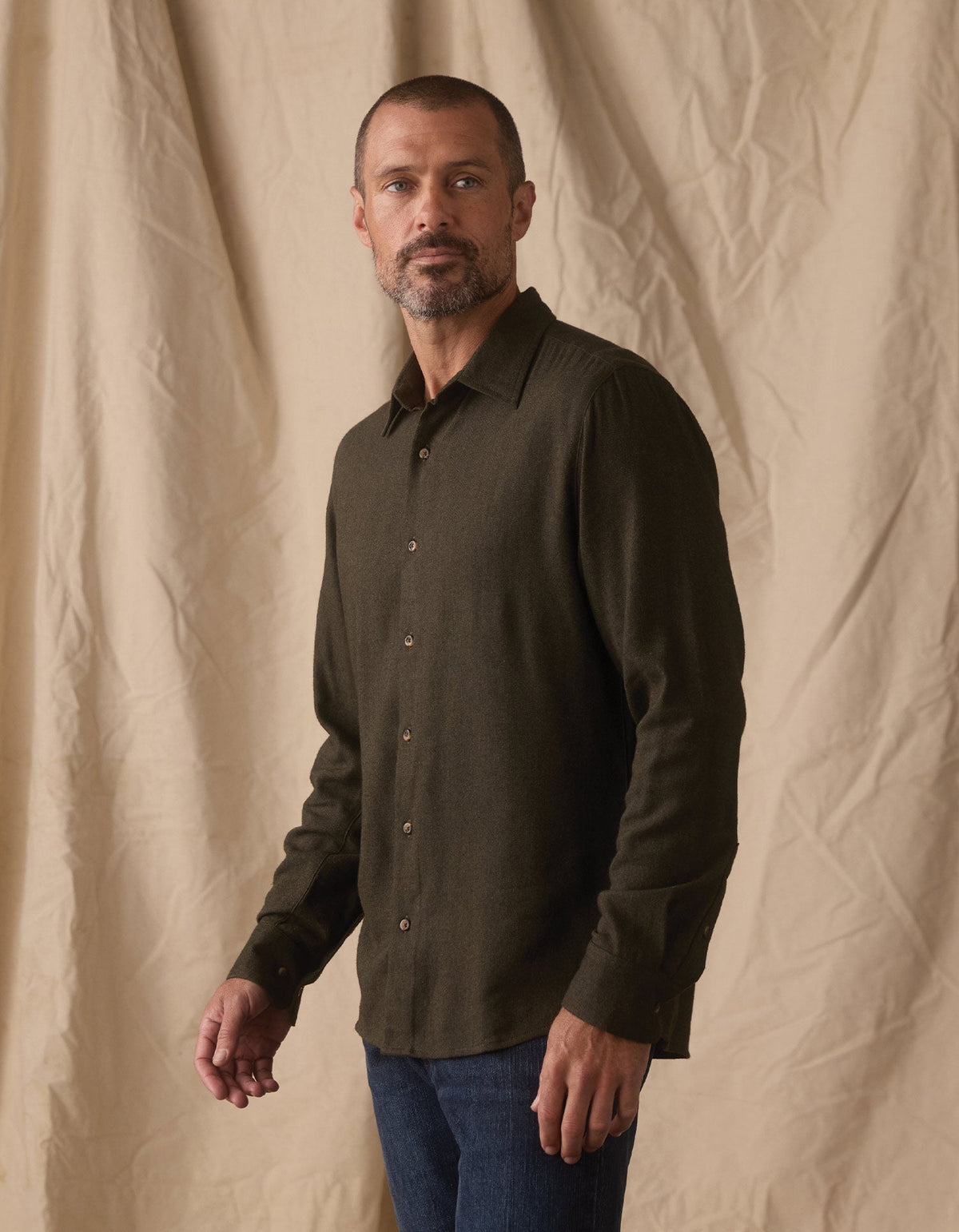 Owen Lightweight Button Up Dark Olive
