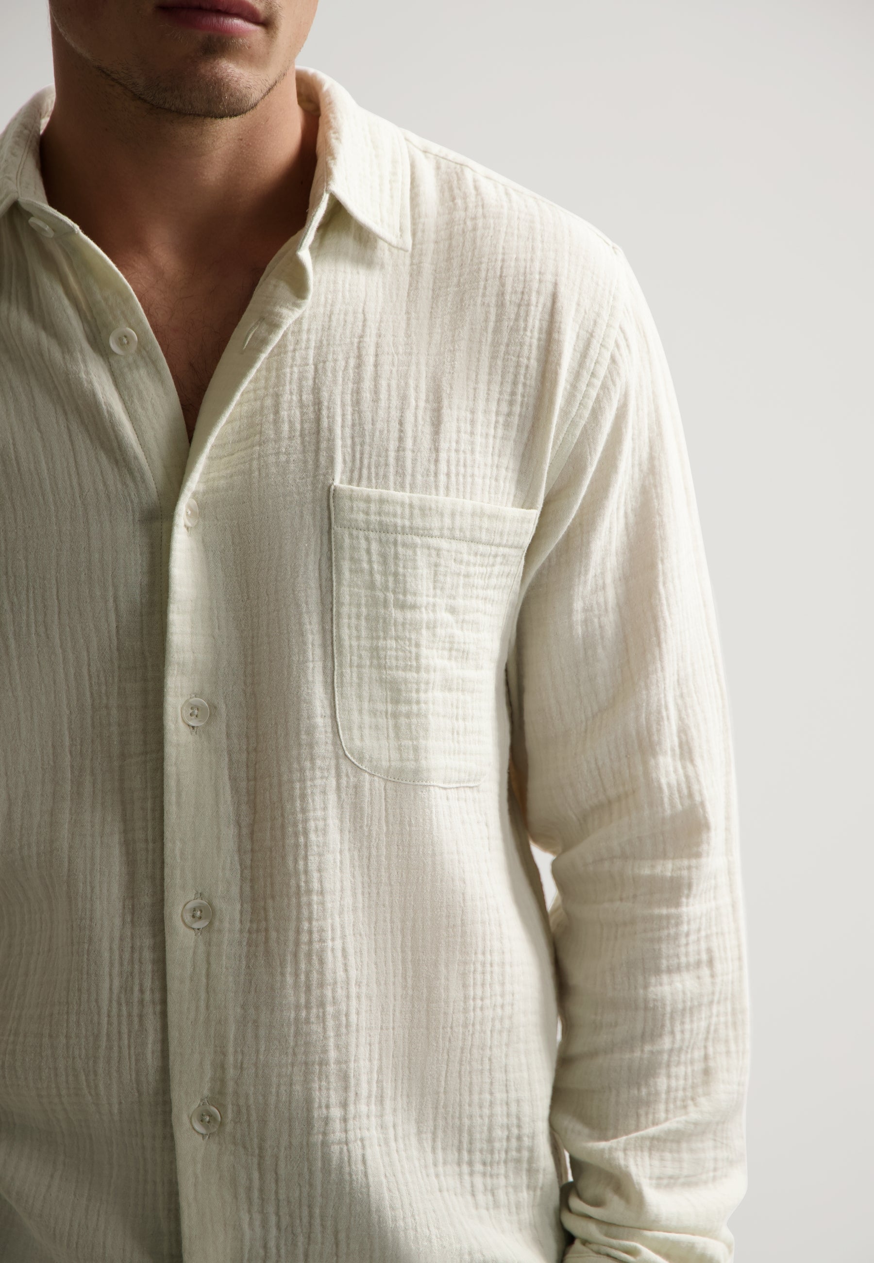 Axton Textured Crinkle Shirt Silver Birch