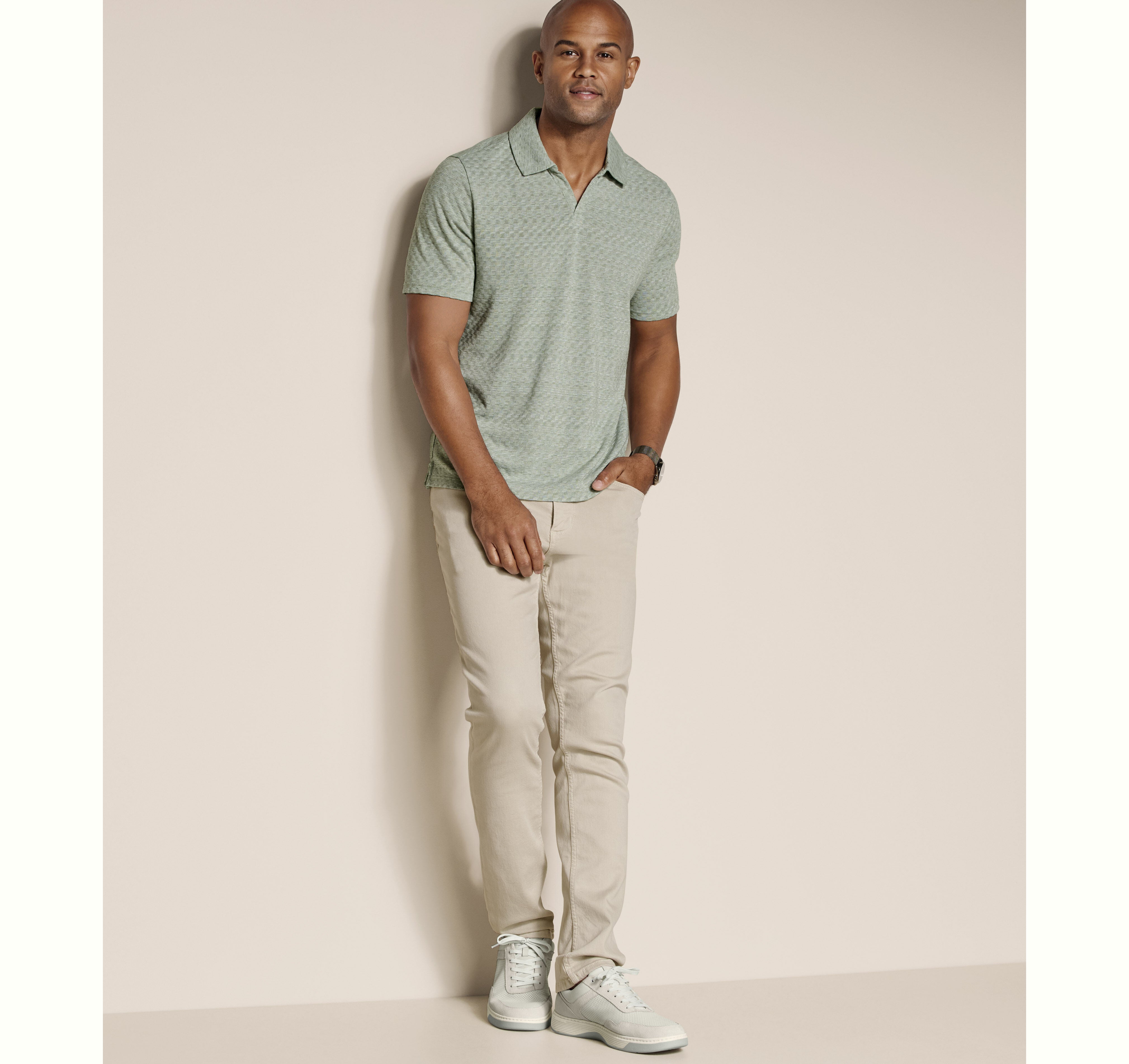 Sedona V-Neck Polo Sage Basketweave