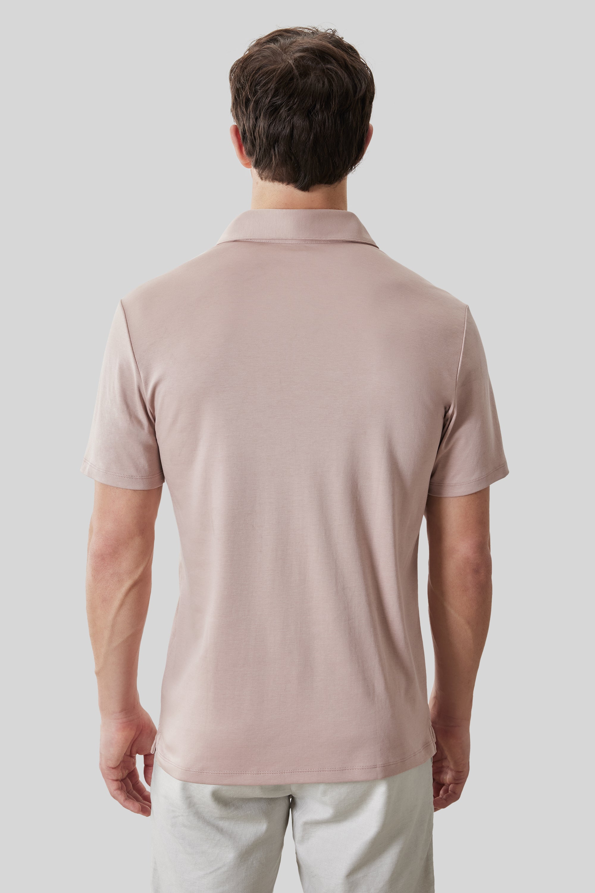Georgia Short Sleeve Herringbone Polo Powder Coral