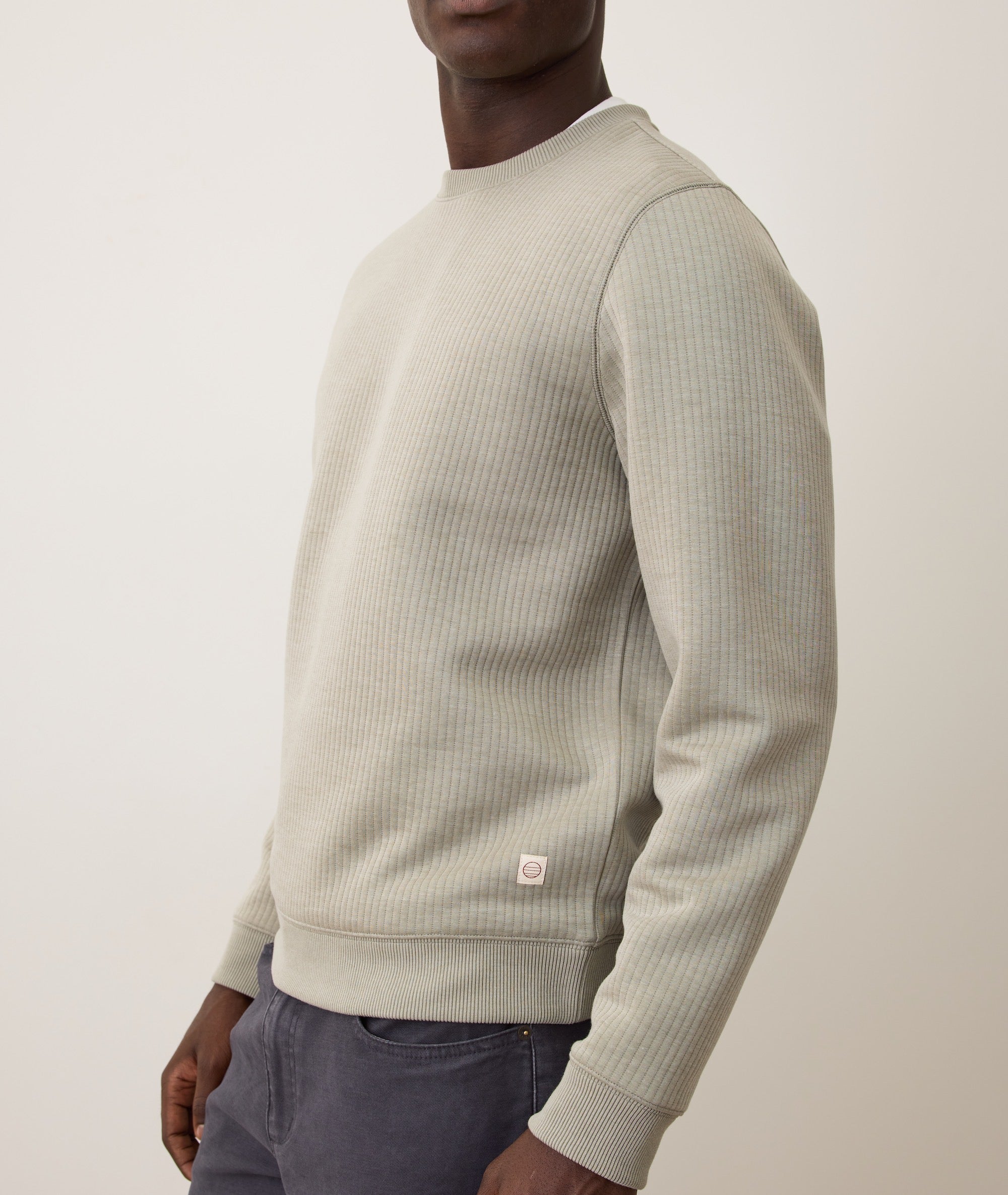 Corbet Quilted Crewneck Taupe