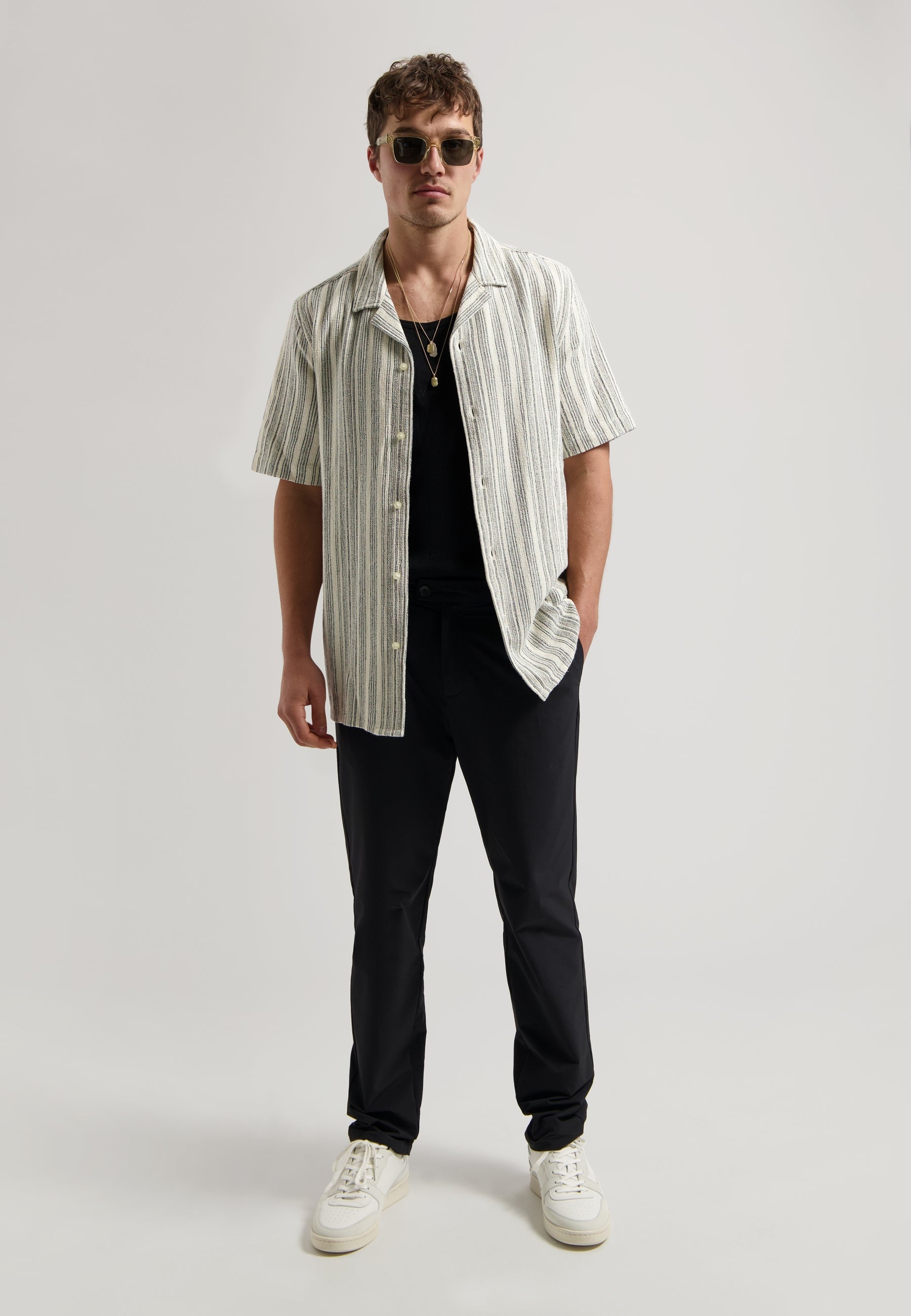 Sandy Cotton Striped Summer Shirt Dark Navy