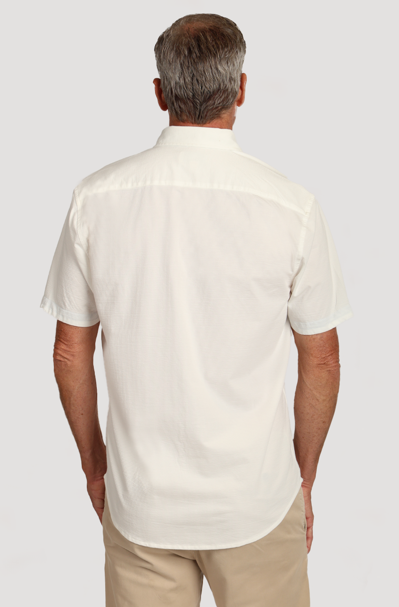 Stretch Knit Seersucker Shirt White