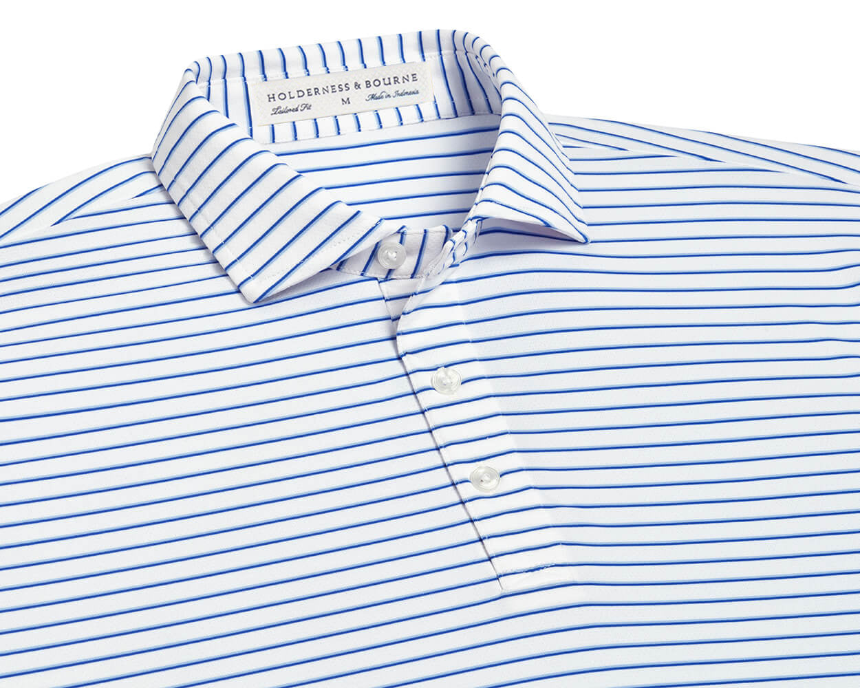 Springer Stripe Perforated Performance Knit Polo White/Skye/Marlin