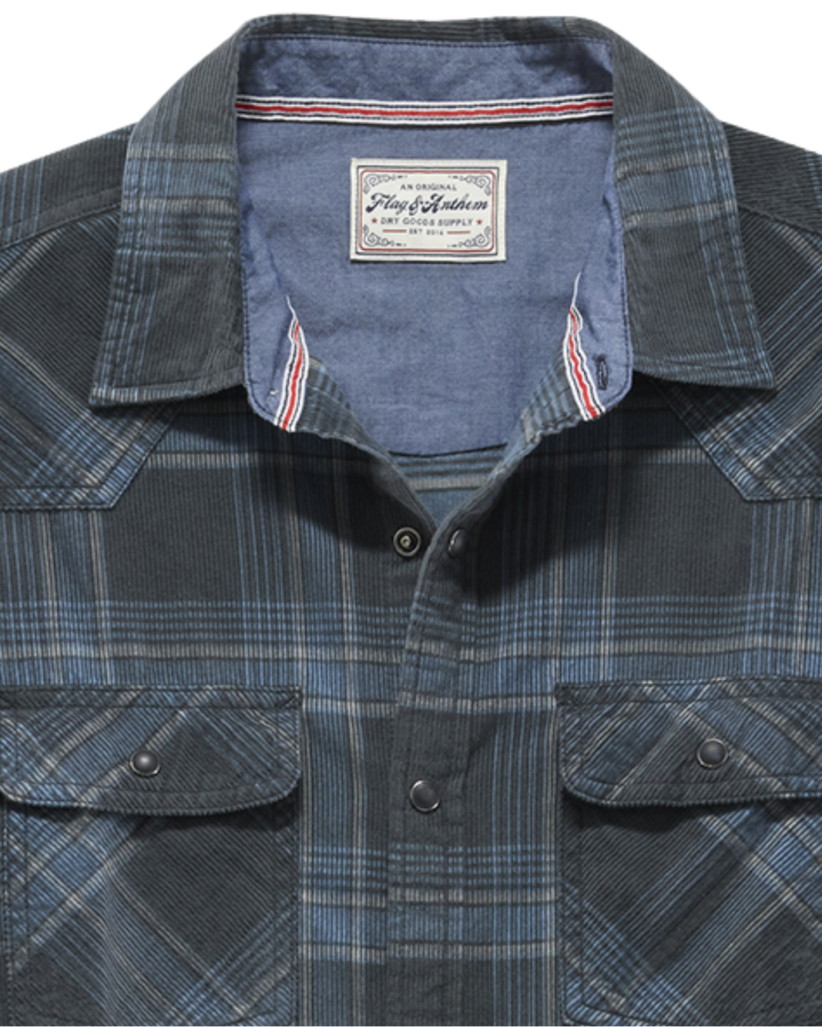 Ranburne Vintage Wash Corduroy Western Shirt Charcoal/Blue