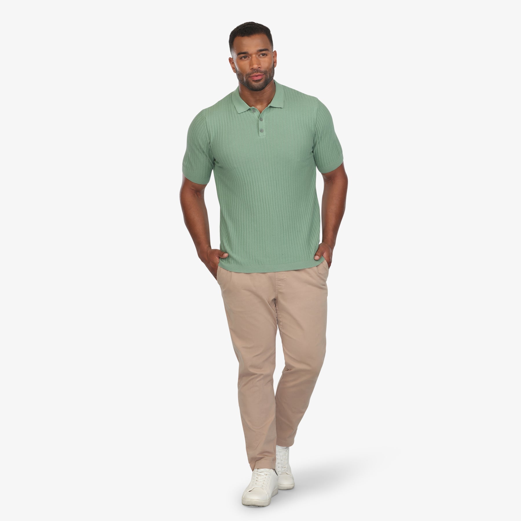 Textured Knit Polo Grass