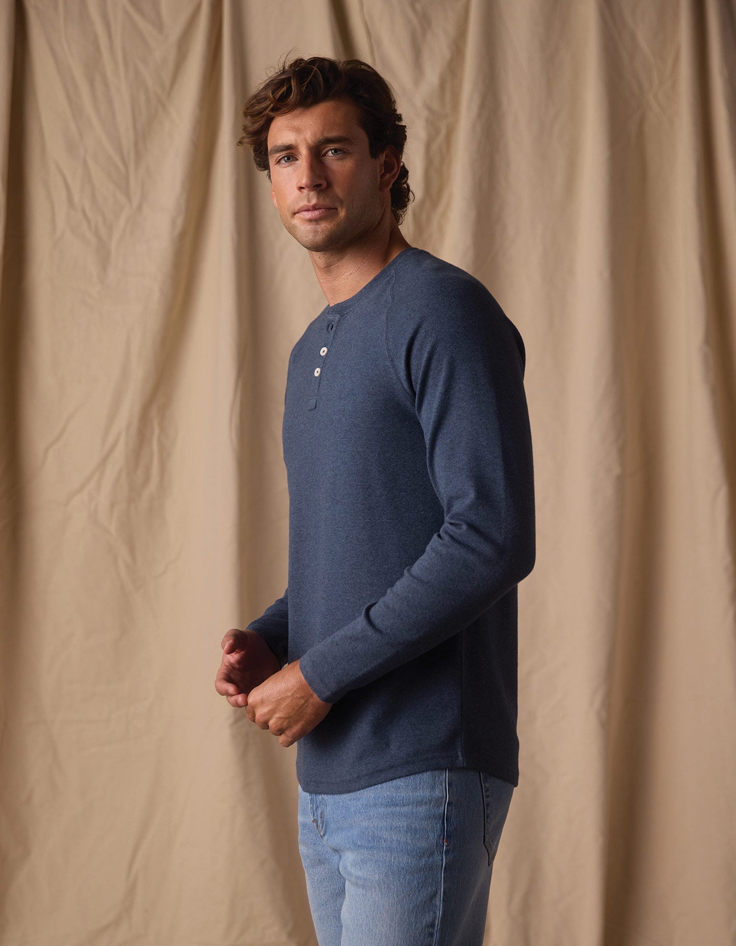 Puremeso Everyday Henley Indigo Blue