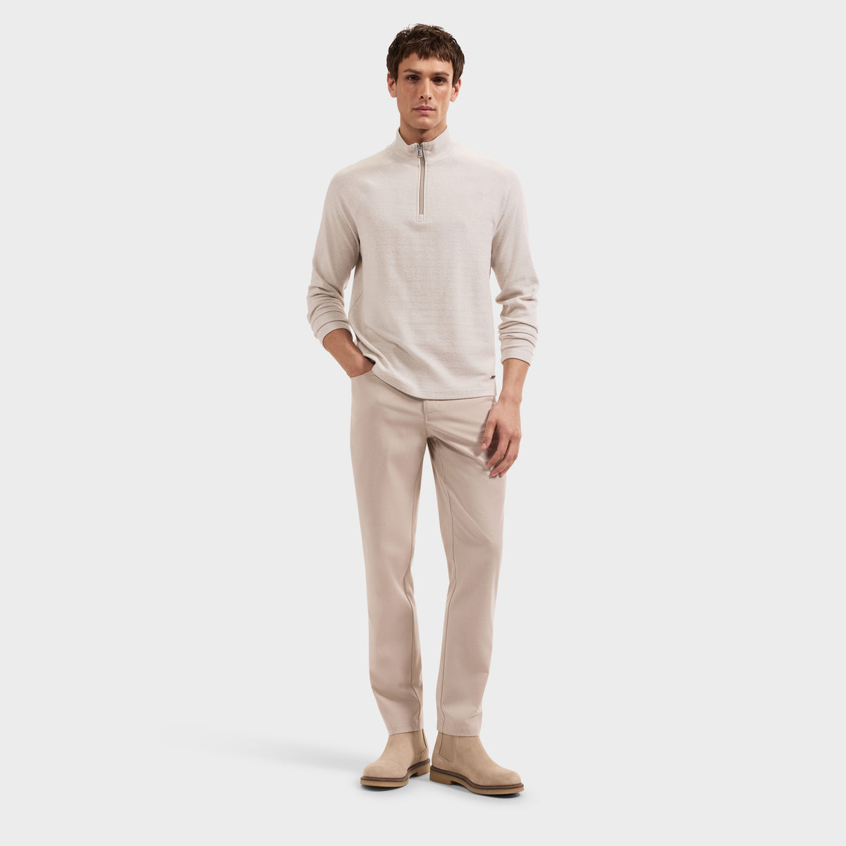Knit Quarter Zip Sweater Limestone
