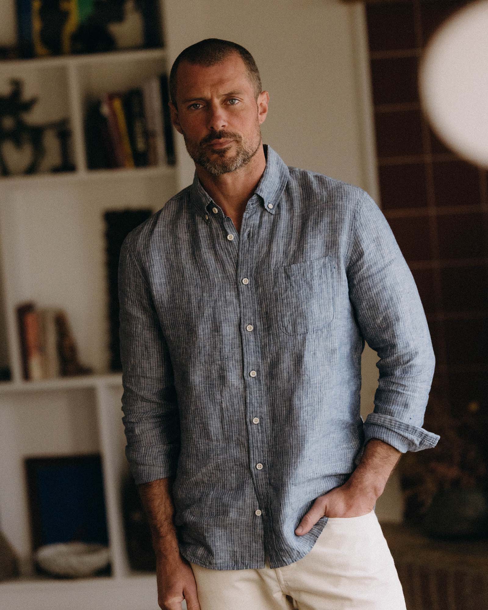 The Jack Shirt Sky Stripe Linen