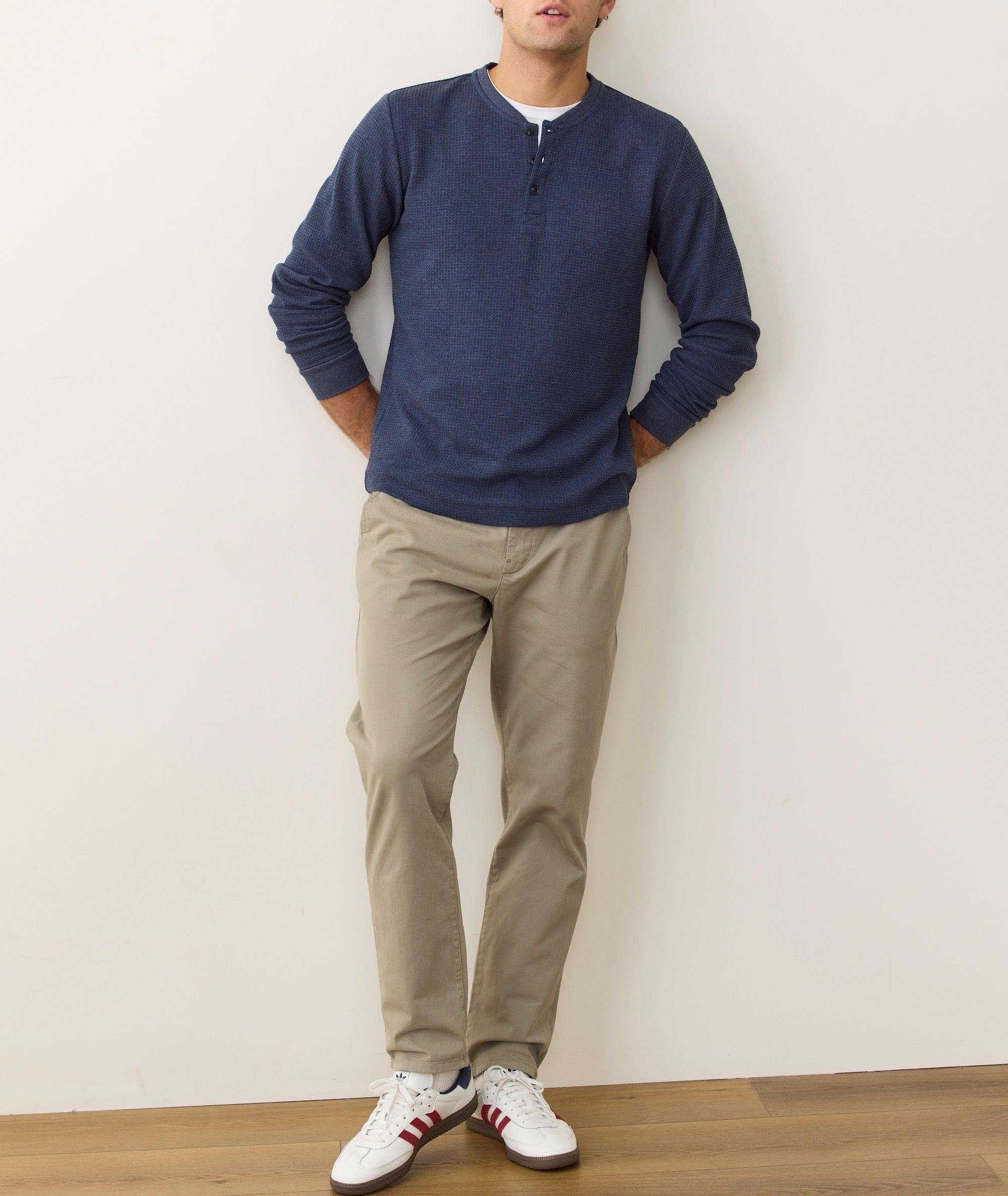 Waffle Henley Blue