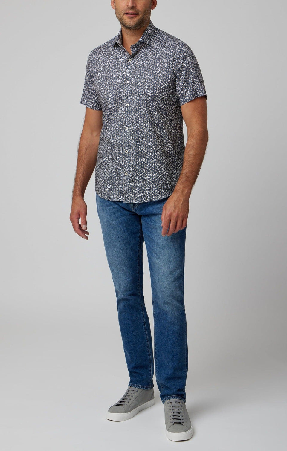 Daisy Print Tencel Shirt Navy