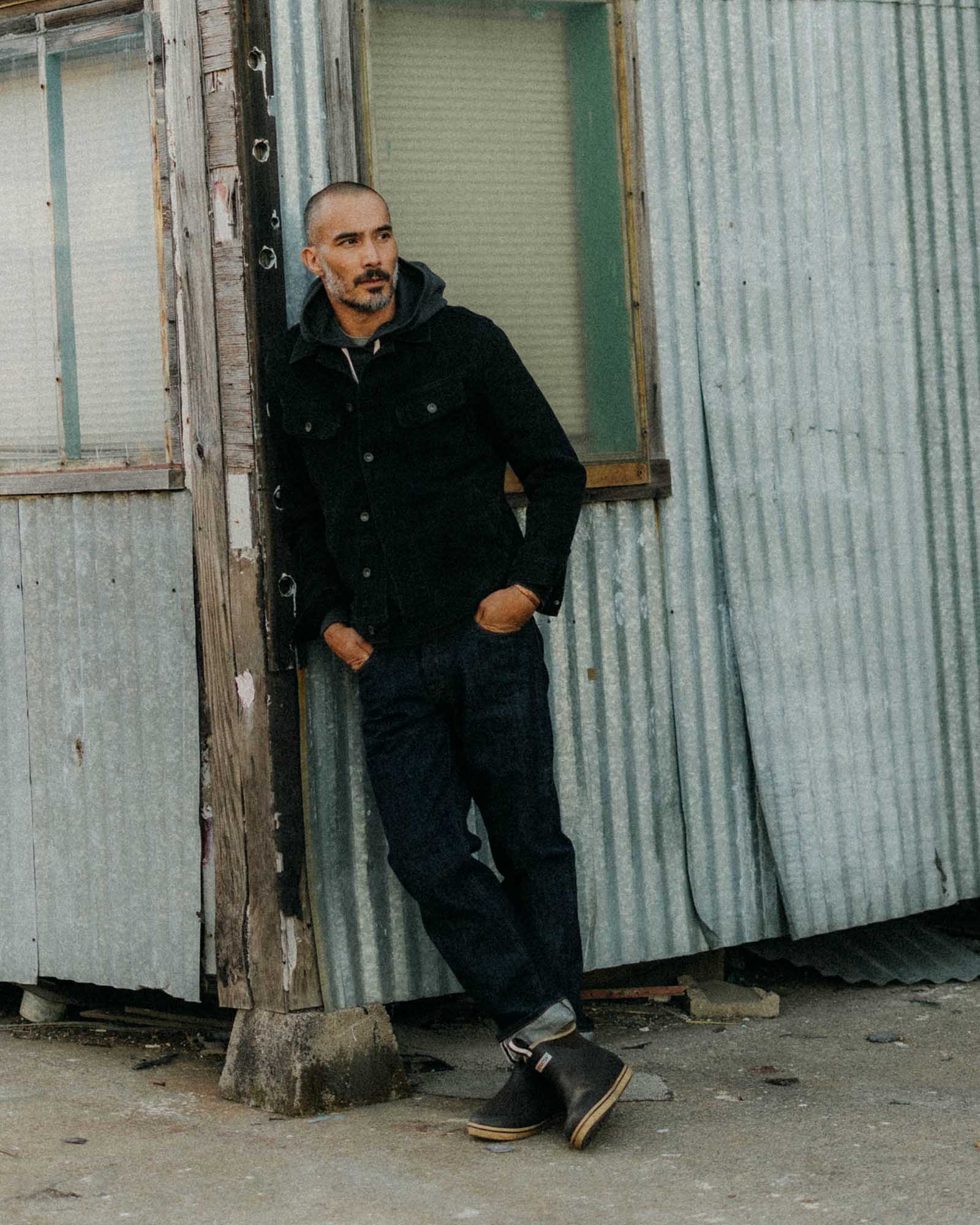 The Long Haul Jacket in Waffle Black Indigo
