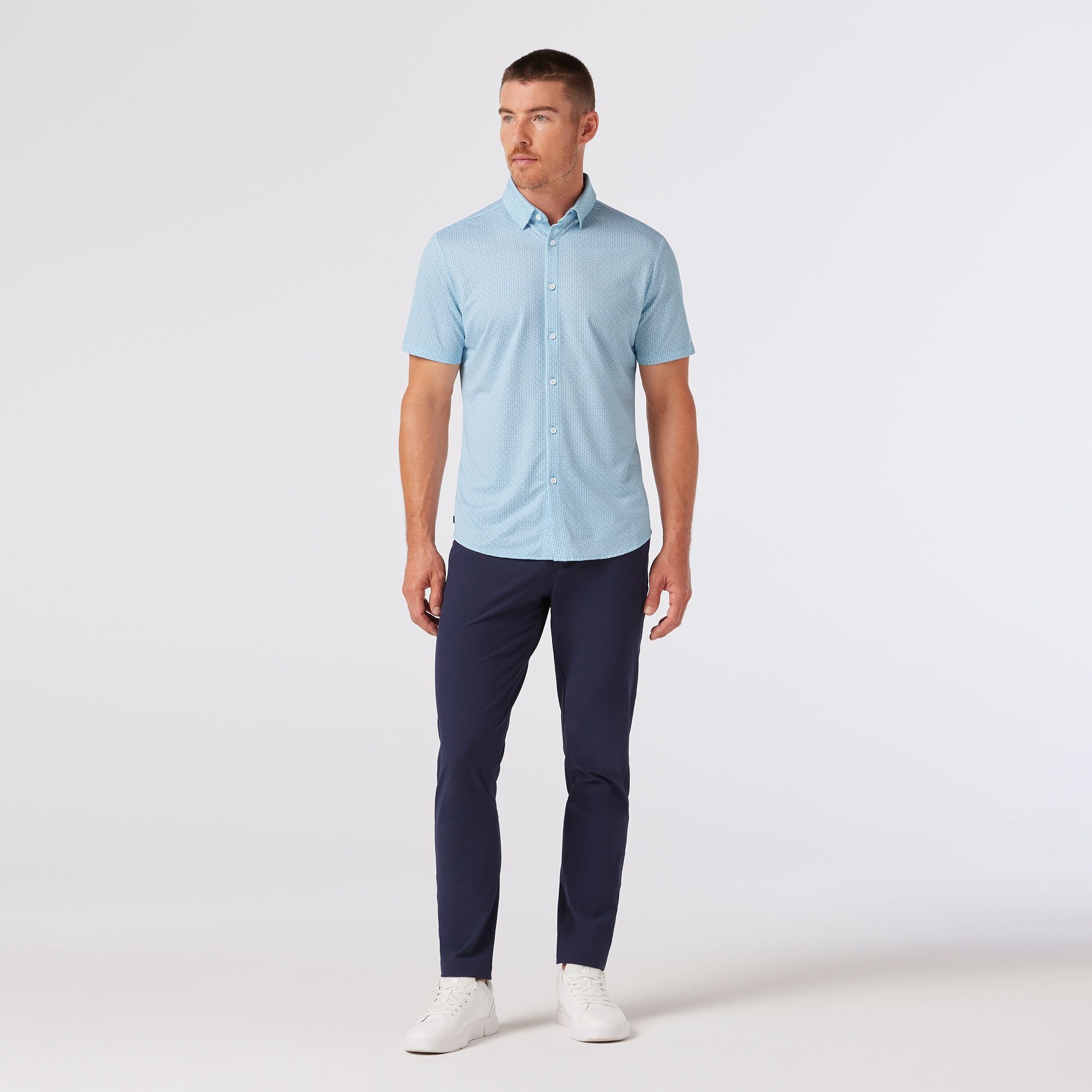 Halyard Short Sleeve Dress Shirt Light Blue Circle Montage