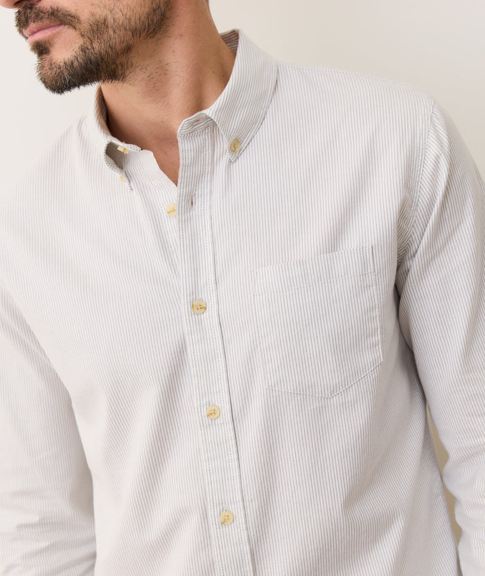 California Oxford Shirt Grey/White Stripe
