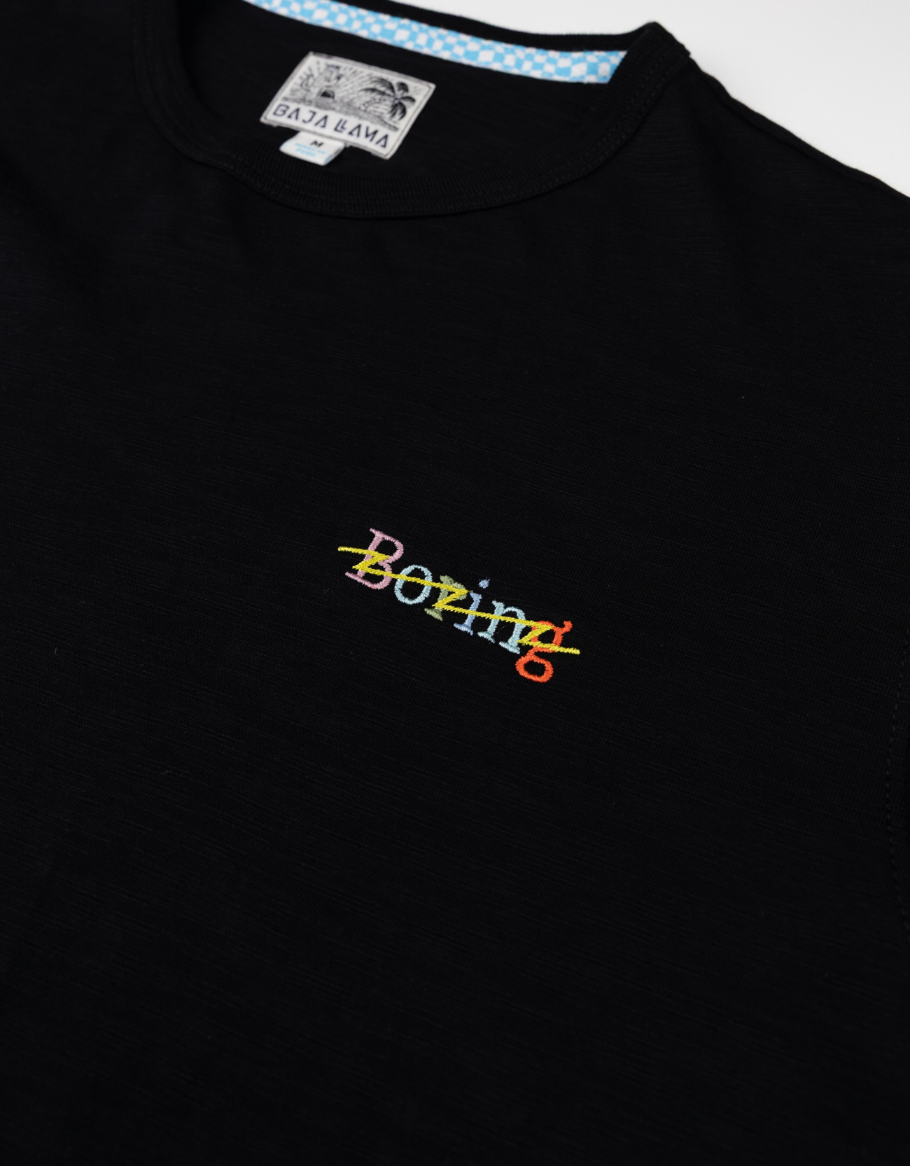 Boring Embroidery Tee Black