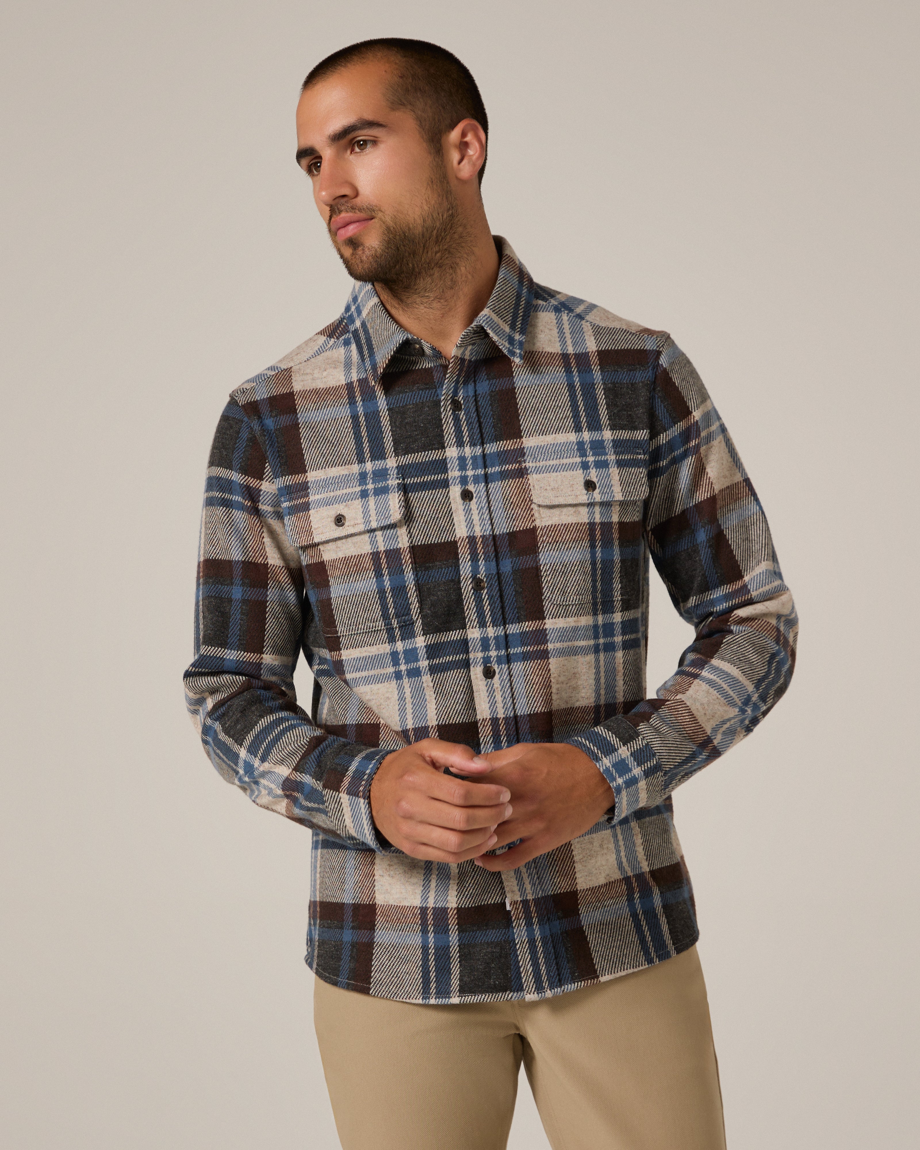 Generation Long Sleeve Plaid Shirt Brown