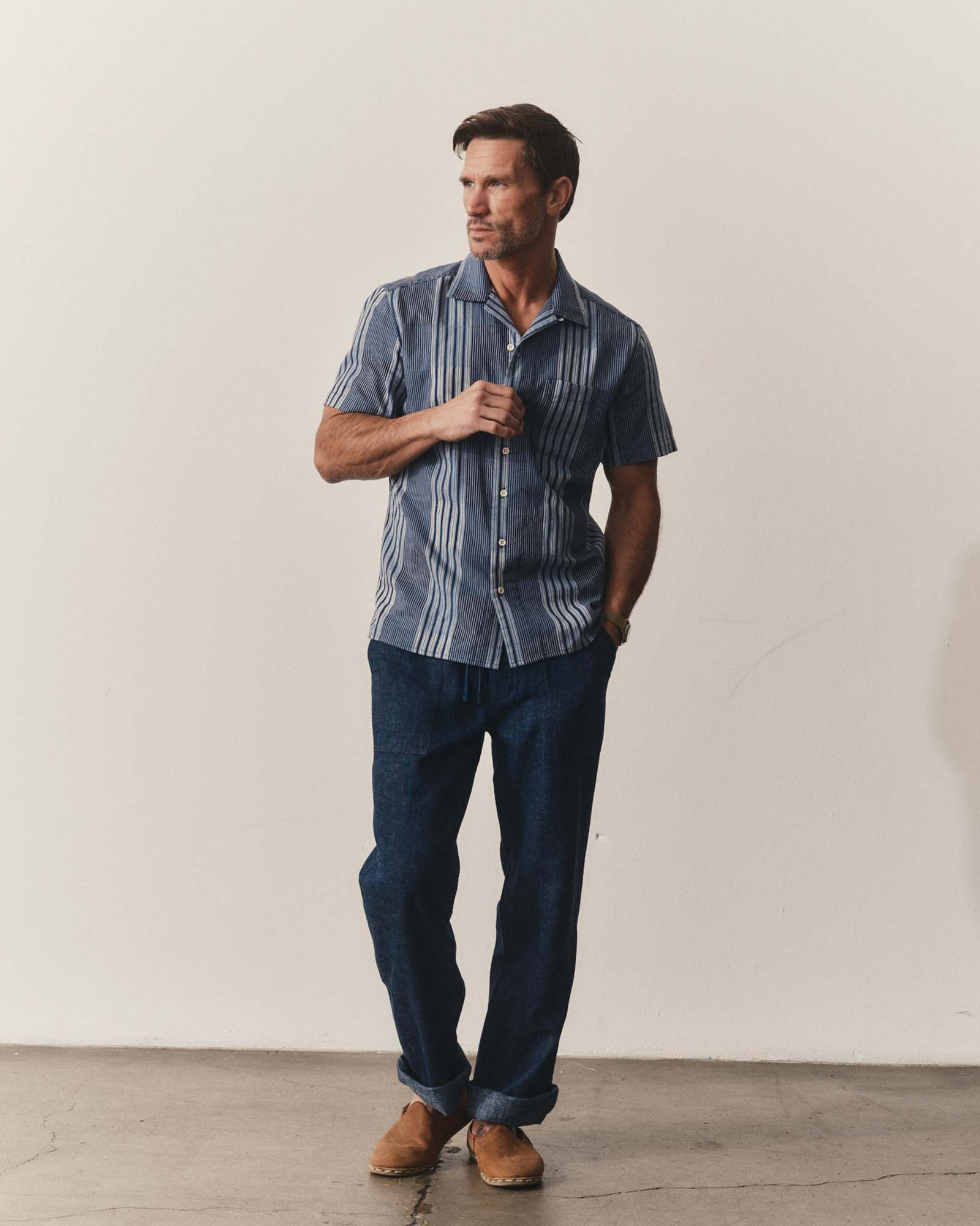 The Short Sleeve Hawthorne Shirt Indigo Patchwork