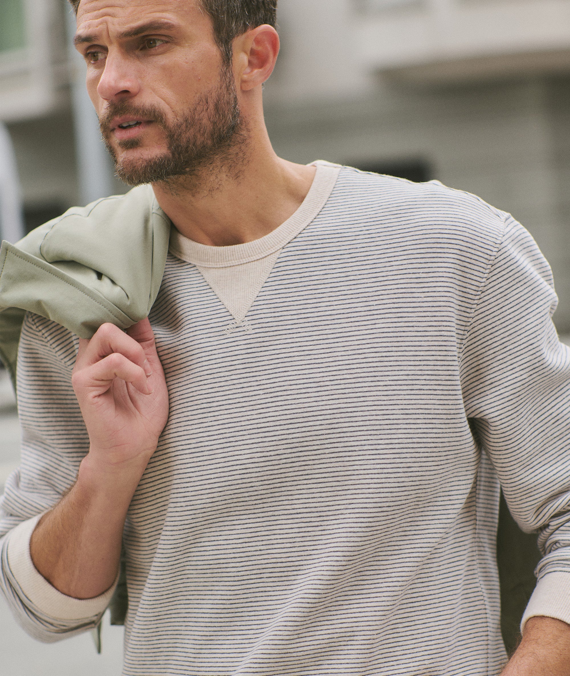 Relaxed Cloud 9 Fleece Crewneck Driftwood Mini Stripe