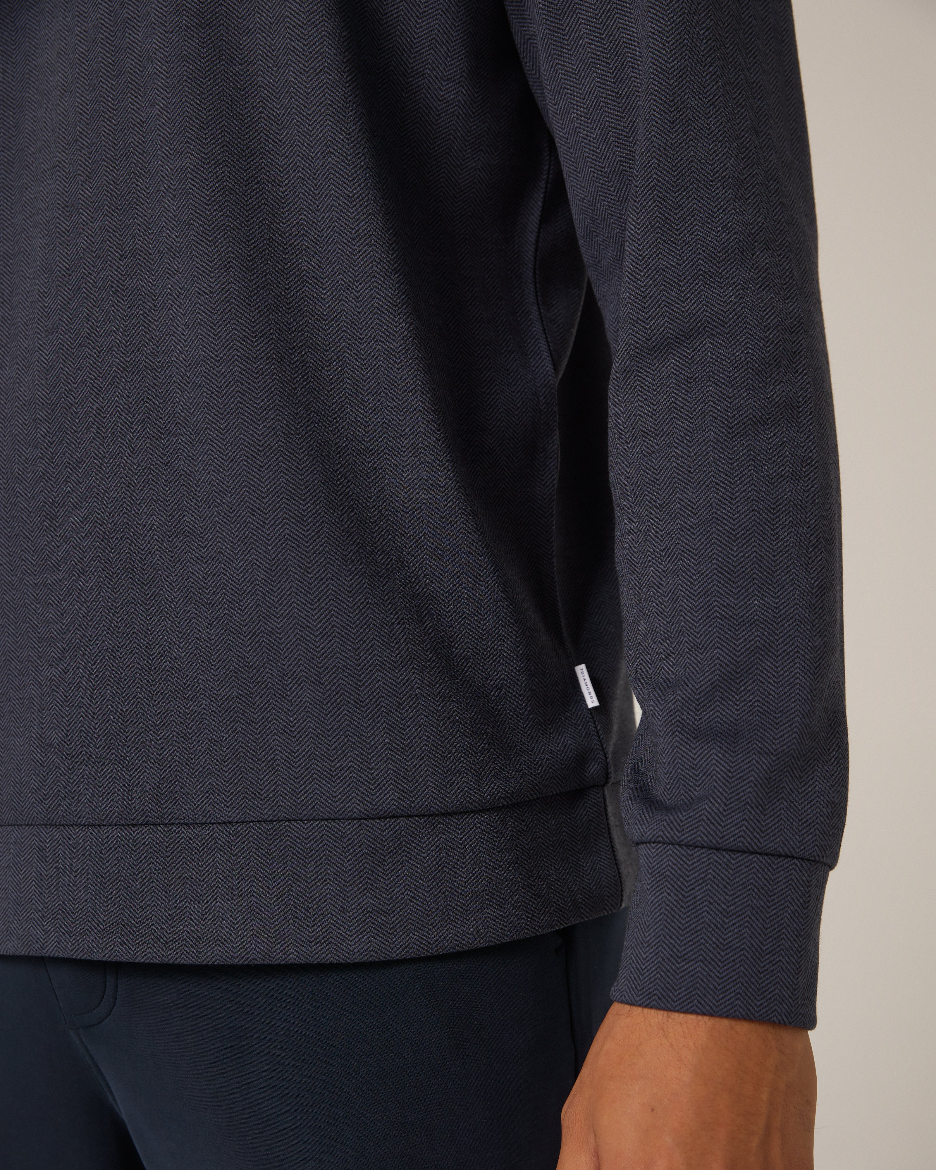 Roarke Herringbone Hoodie Navy