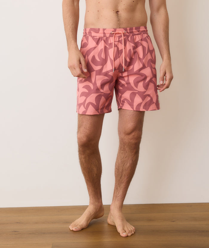 Lined Sport & Swim Short - 6" Warm Abstract Print