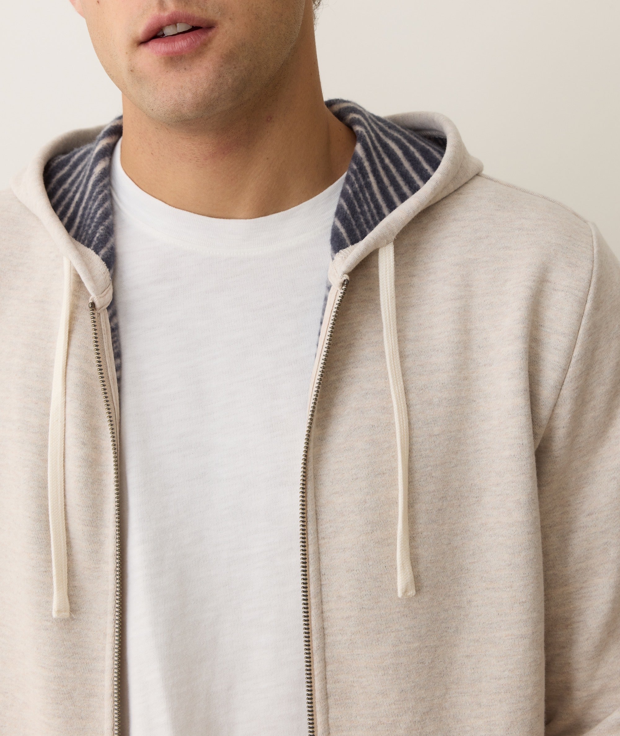 Cloud 9 Fleece Full Zip Hoodie Oatmeal Stripe