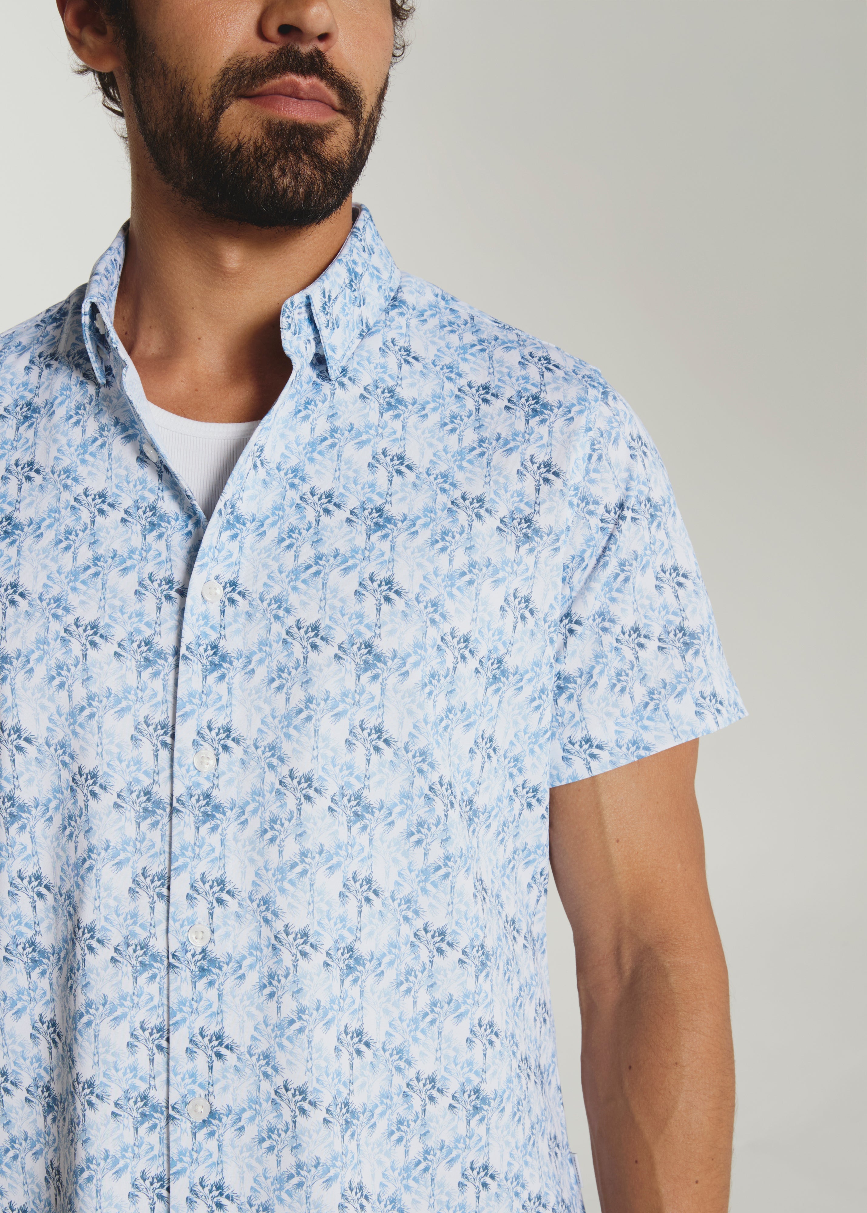 Palmline Short Sleeve Shirt Light Blue