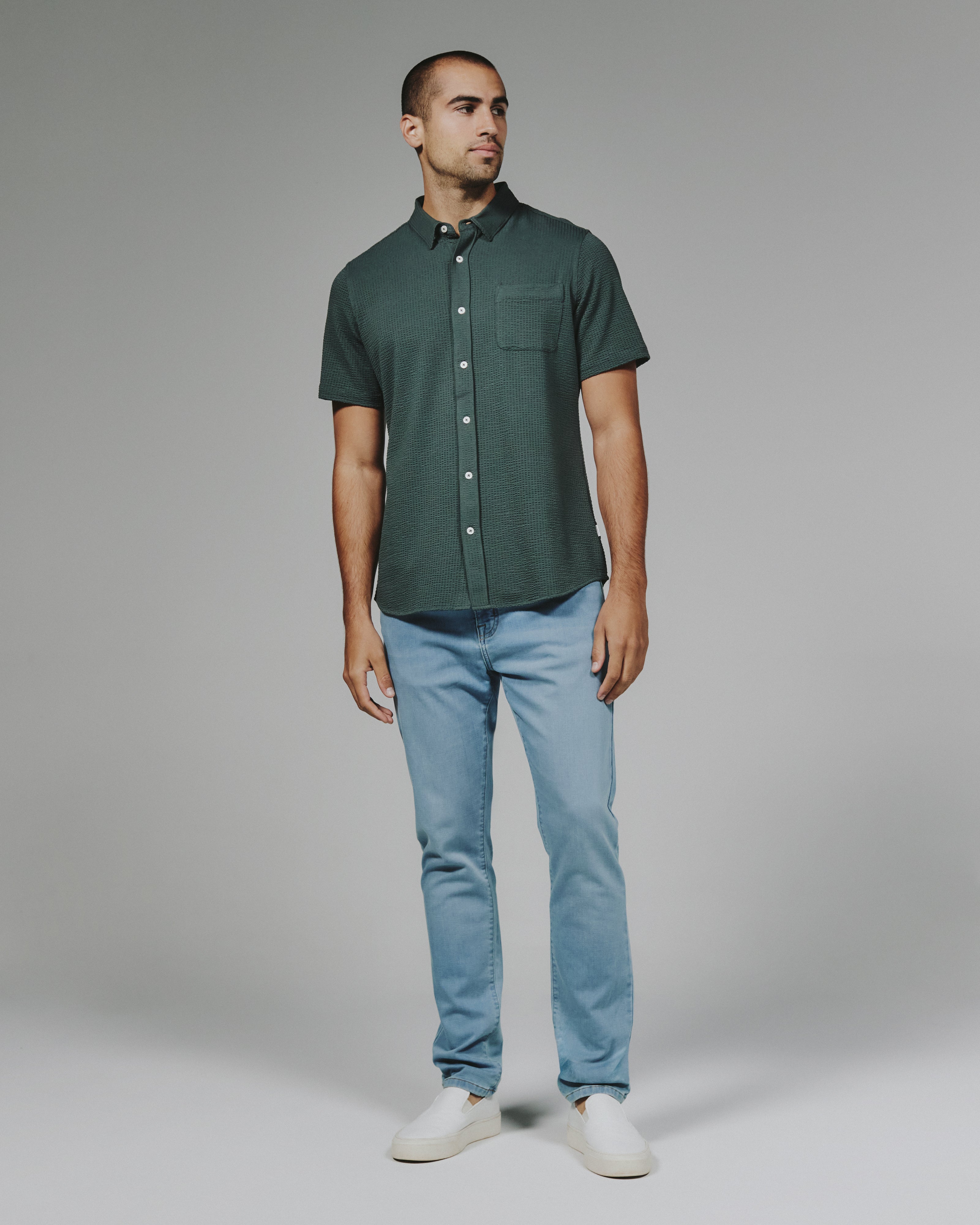 Bennet Seersucker Shirt Basil