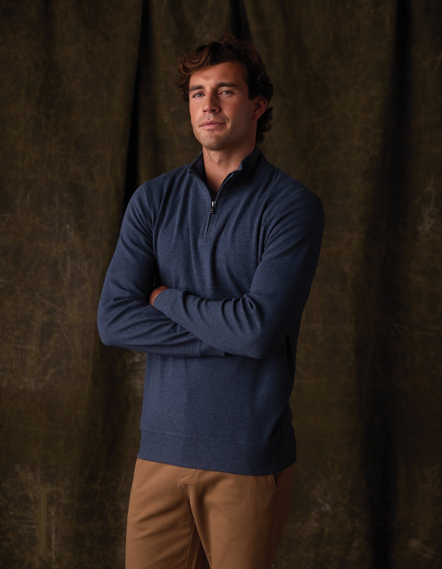 Puremeso Weekend Quarter Zip Indigo Blue