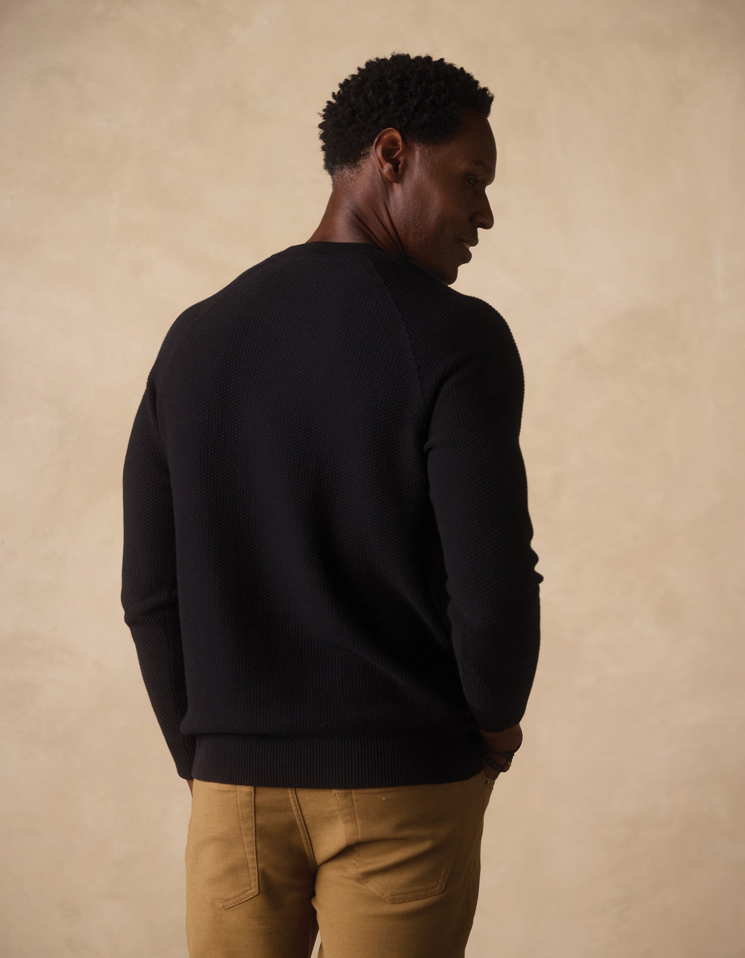 Coolmax Textured Sweater Henley Black