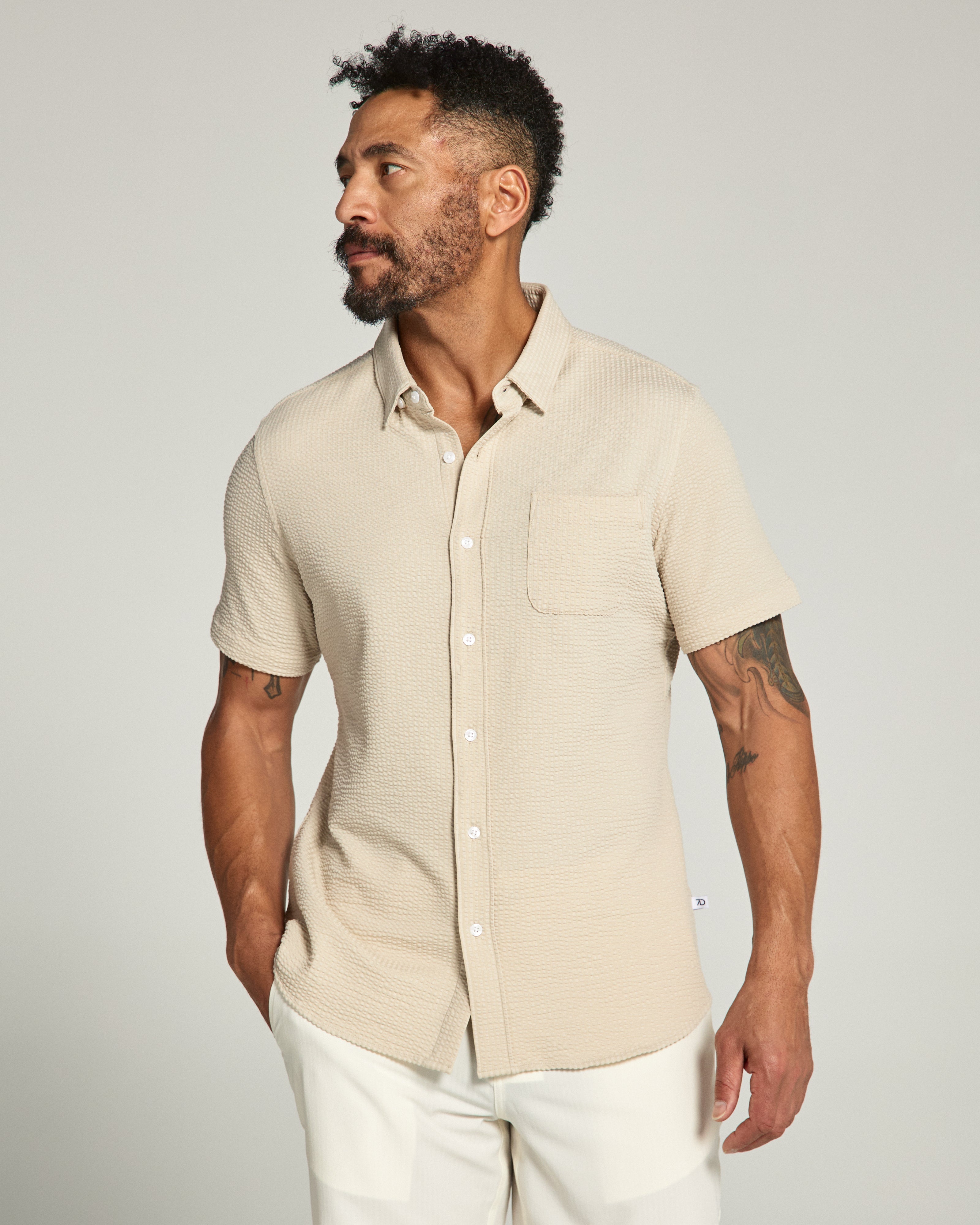 Bennet Seersucker Shirt Tan