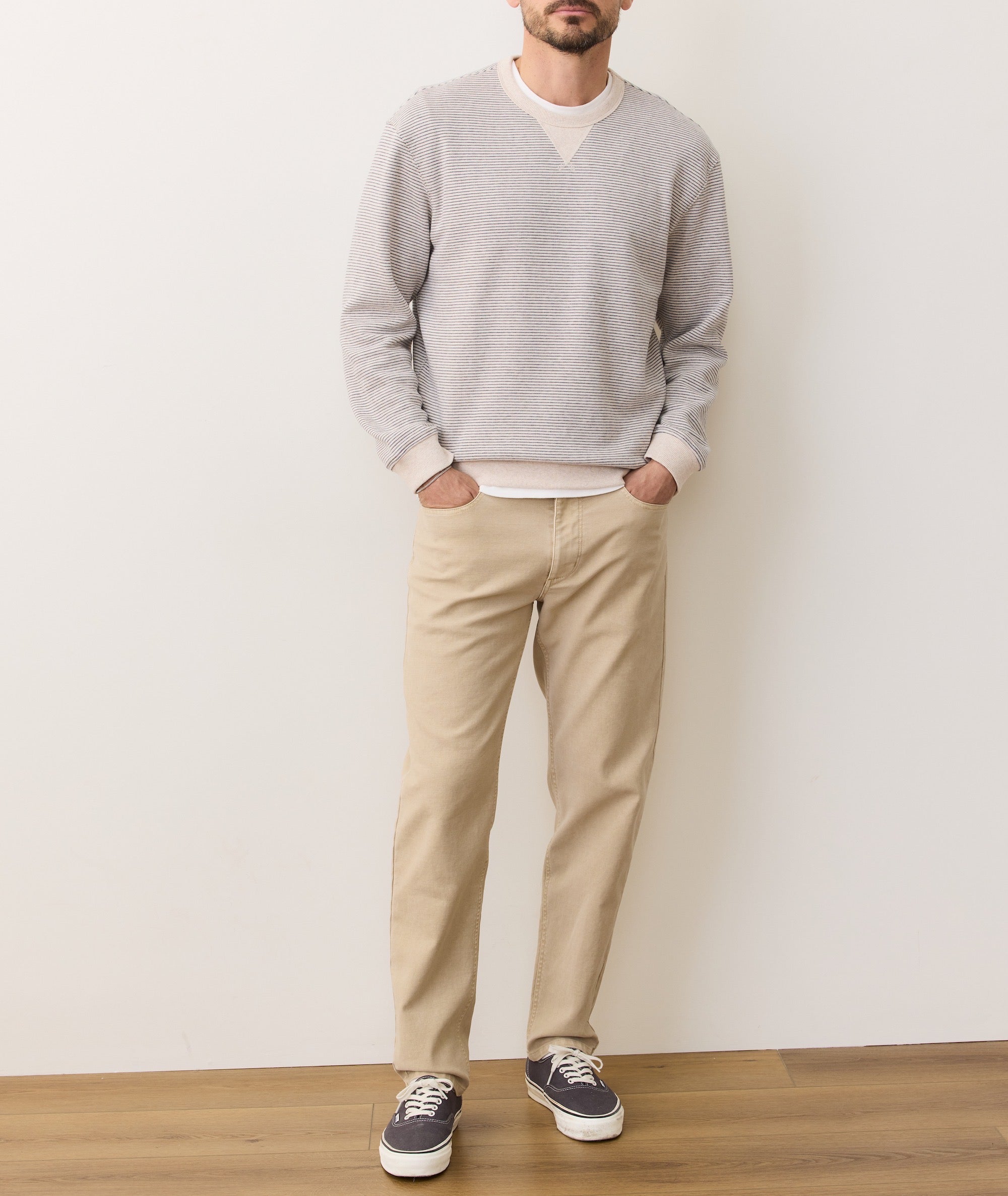 Relaxed Cloud 9 Fleece Crewneck Driftwood Mini Stripe