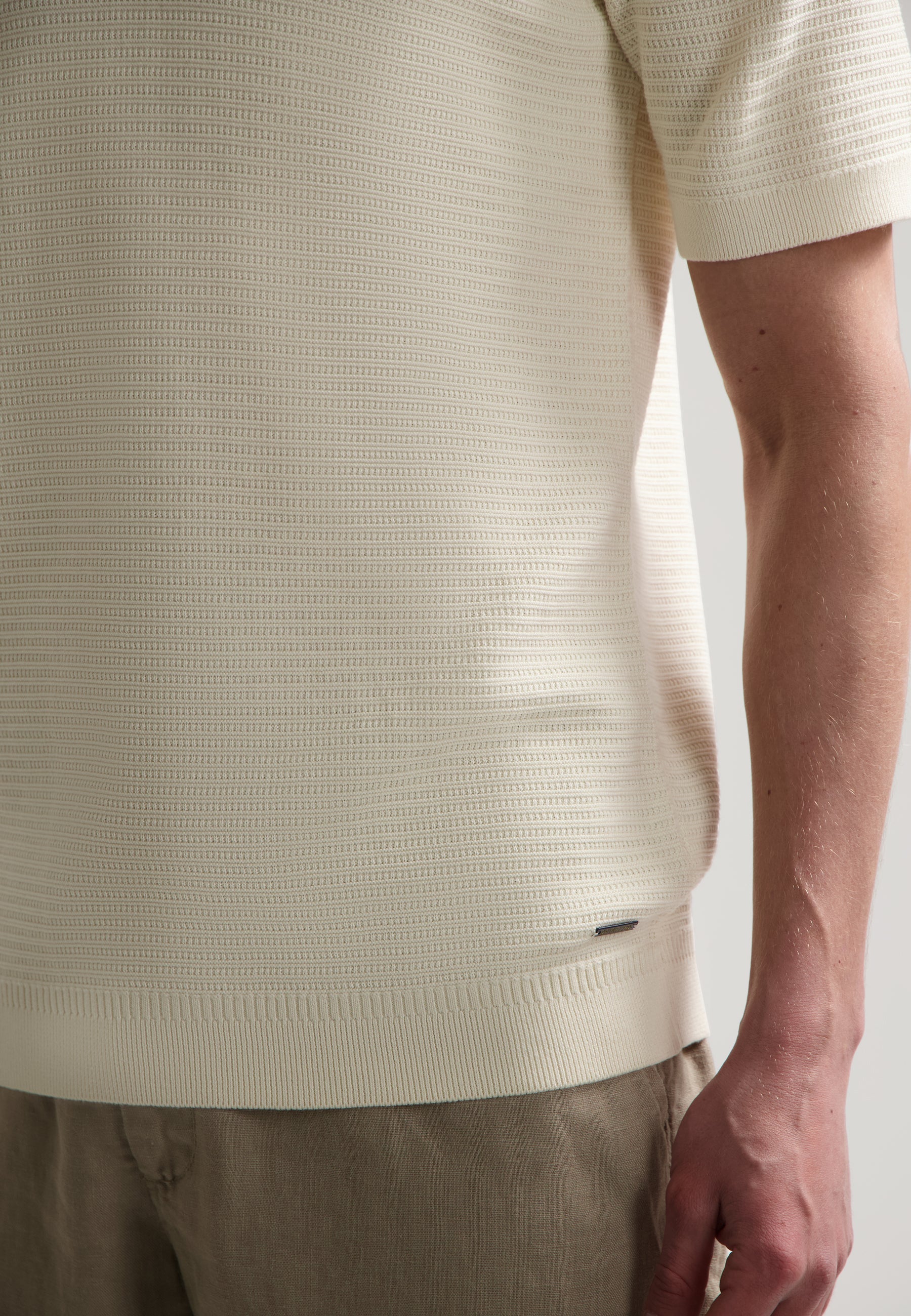 Kostas Textured Cotton Polo Offwhite